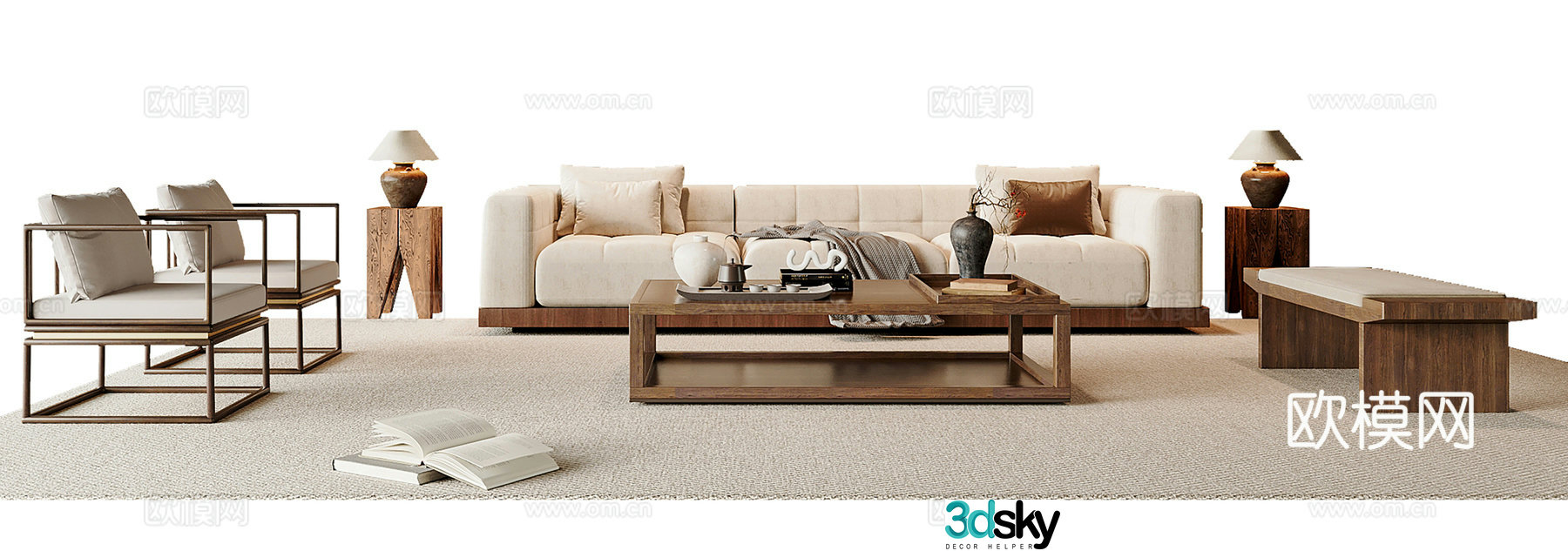 New Chinese style combination sofa 3D model