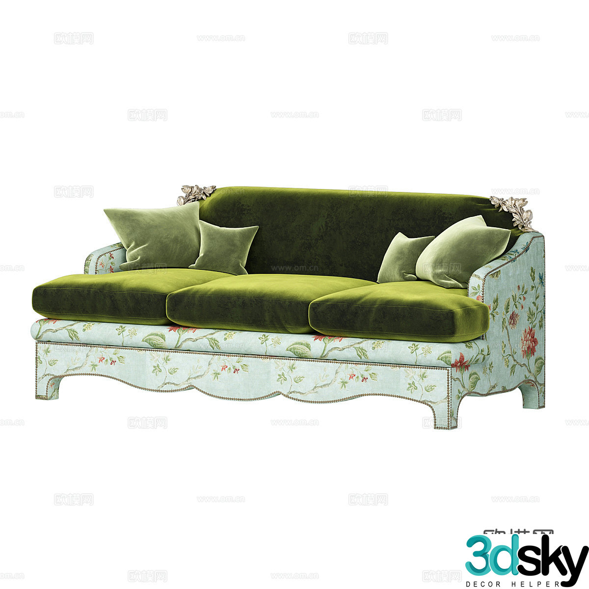 French three-person sofa 3d model