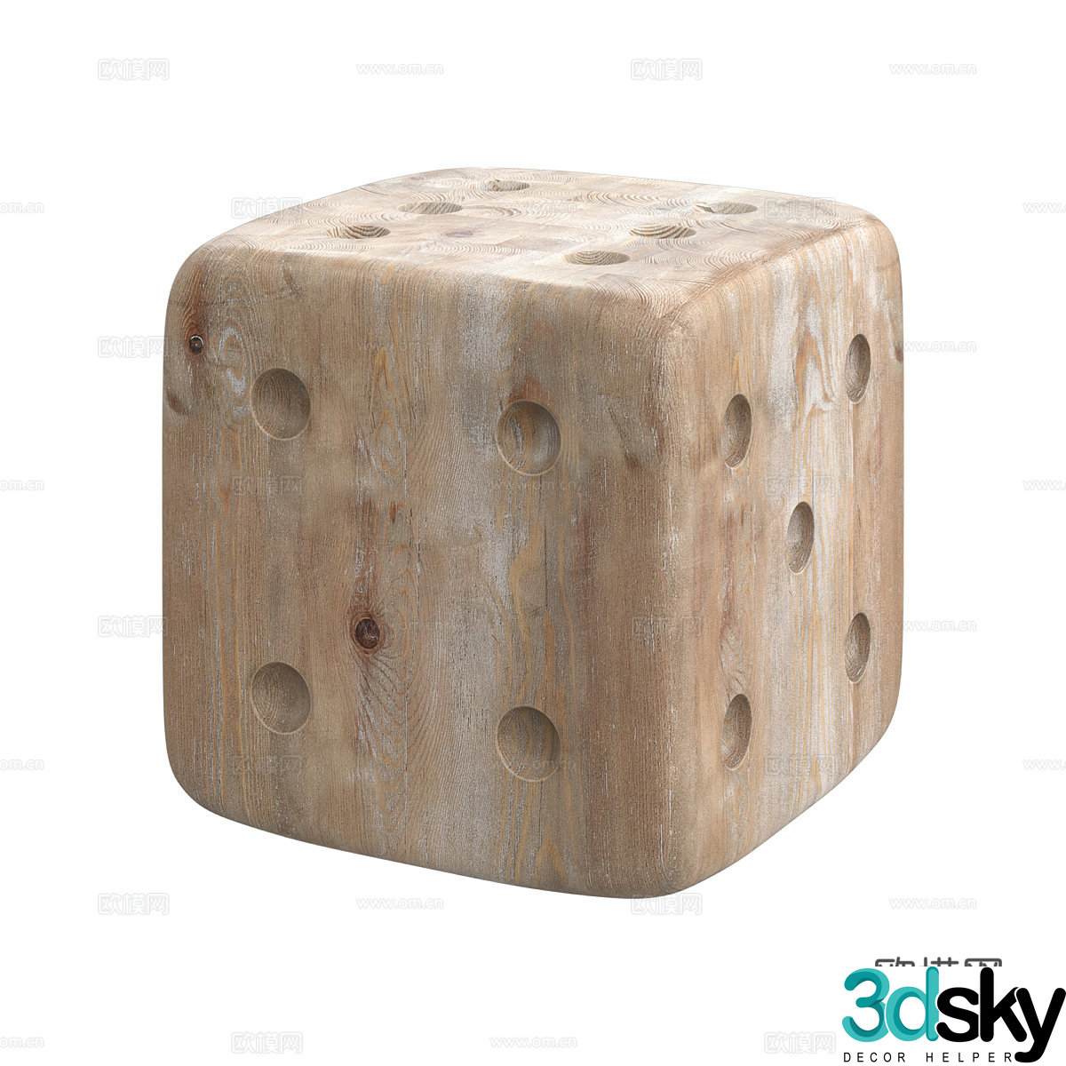 Nordic stool square stool decorative stool wooden pier stool 3d model