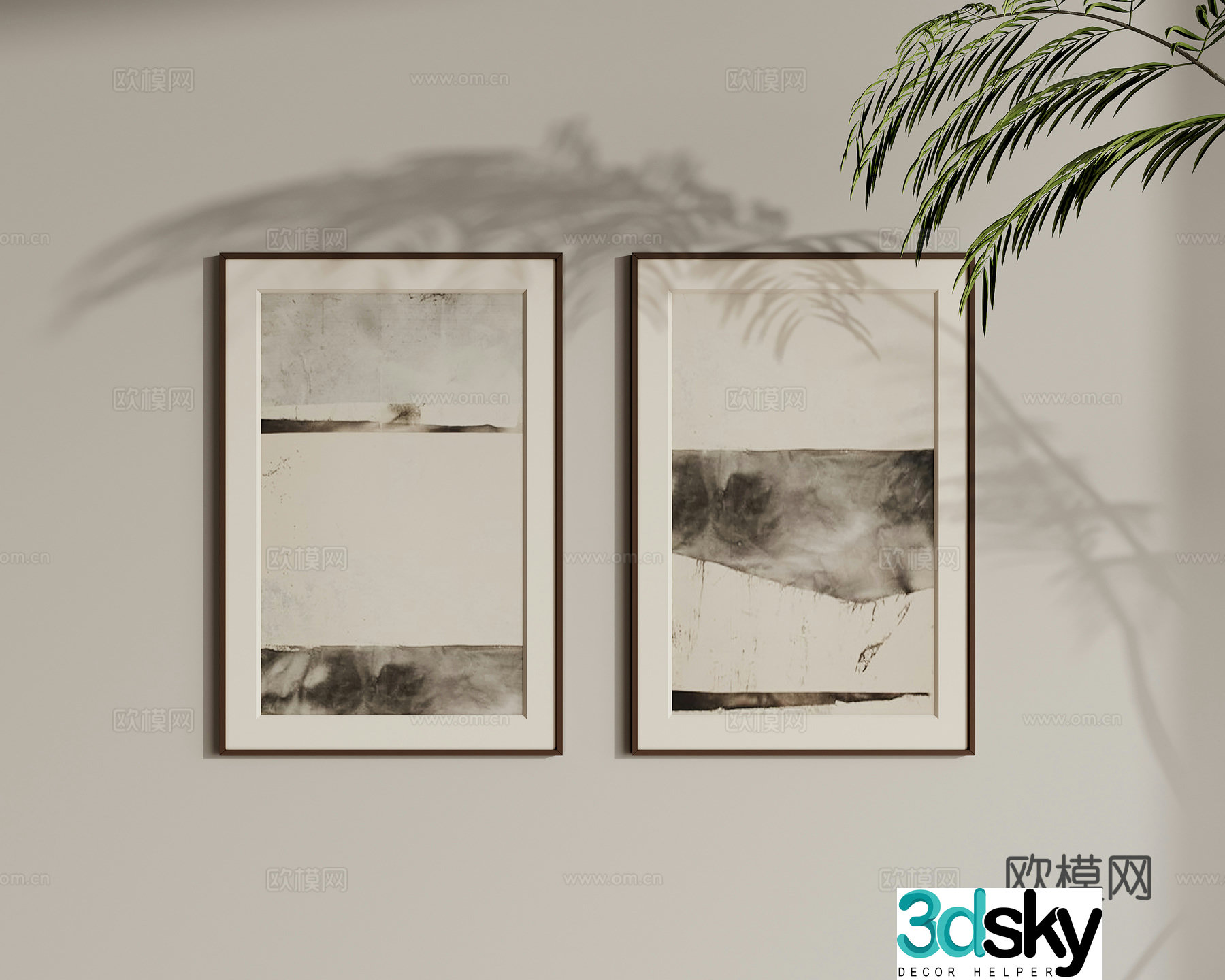 New Chinese style Zen hanging paintings texture painting 3D model