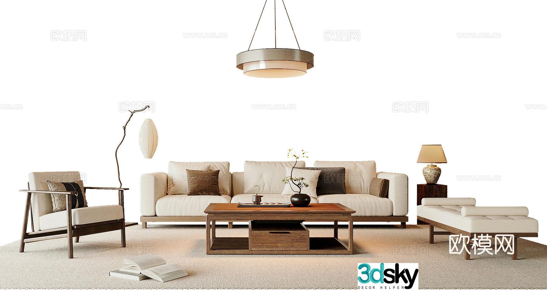 New Chinese style combination sofa 3D model