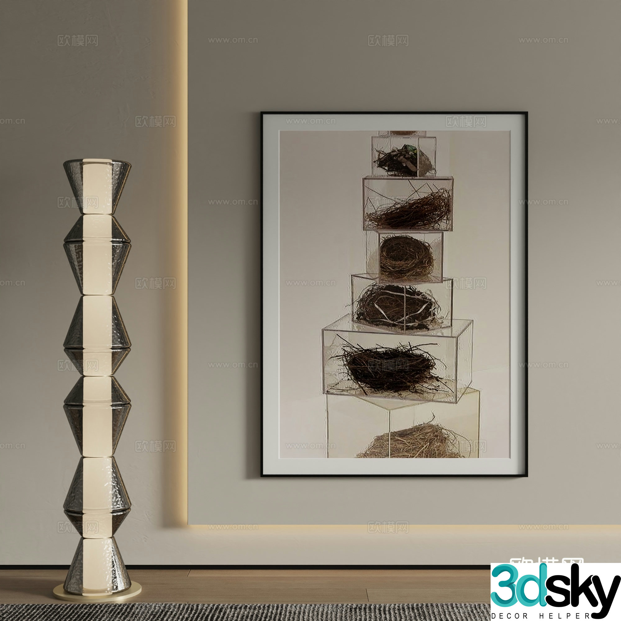 Modern abstract painting Decorative painting 3d model