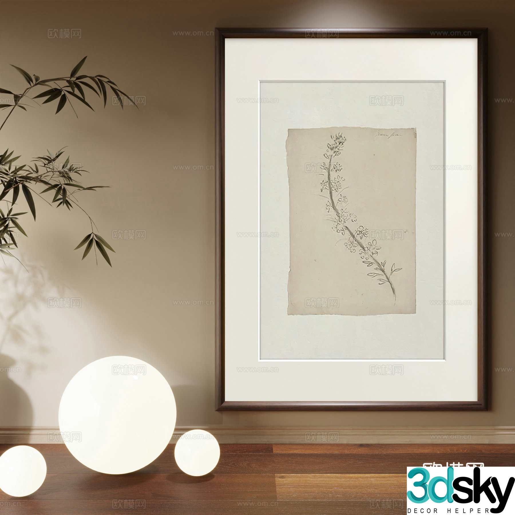 Middle-aged style hanging paintings decorative paintings 3D model