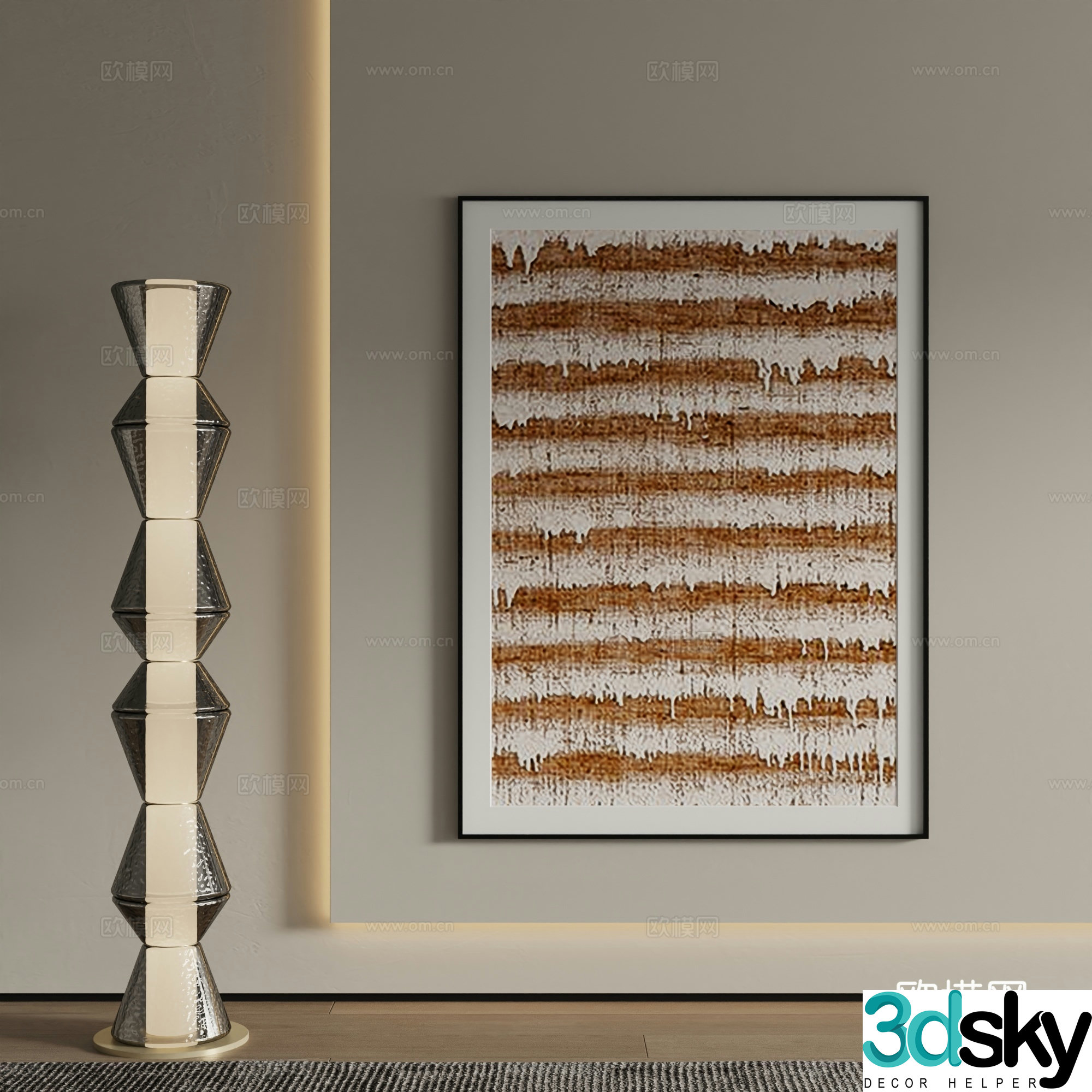 Modern abstract painting Decorative painting 3d model