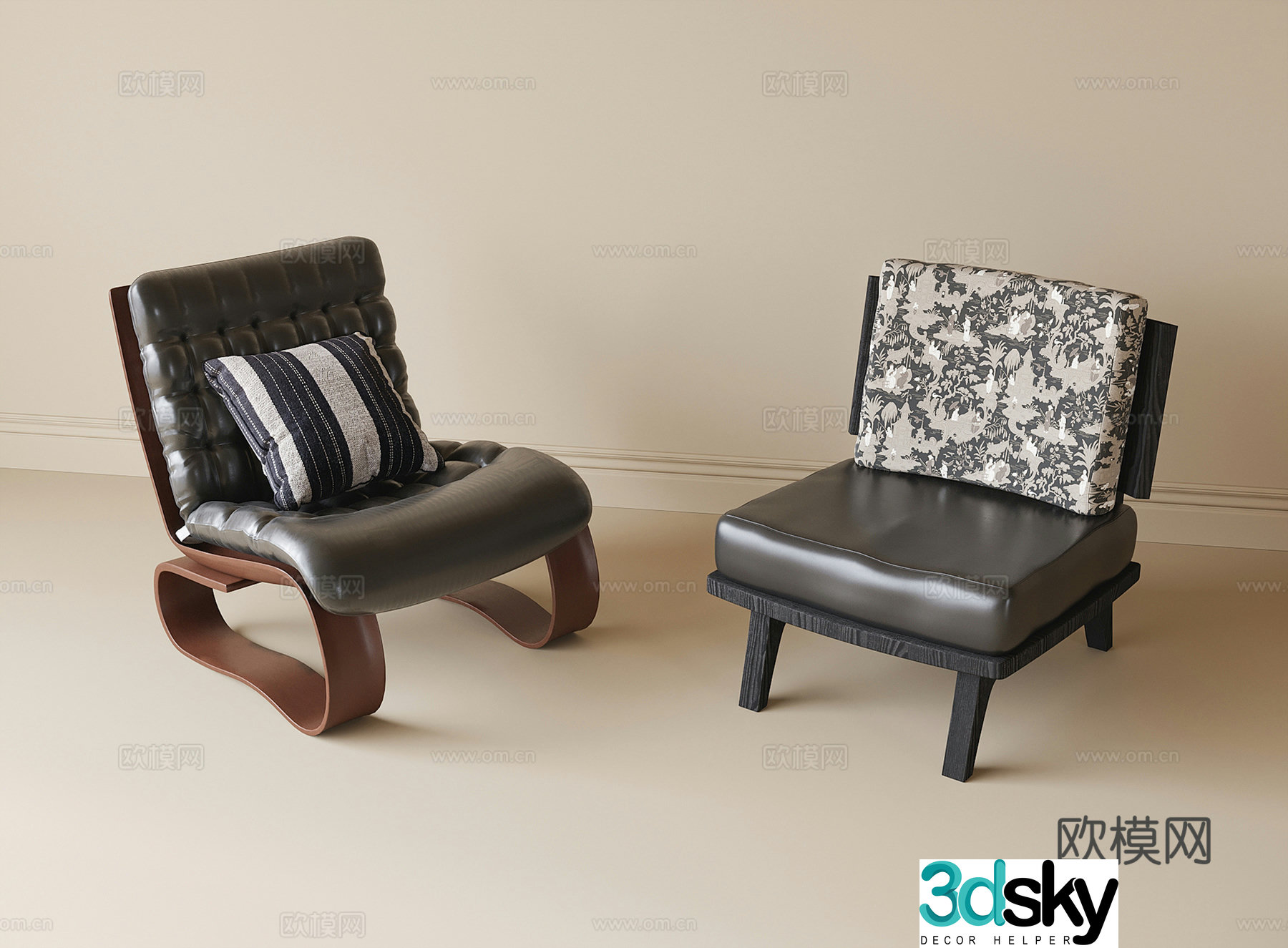 French casual chair sofa chair 3D model