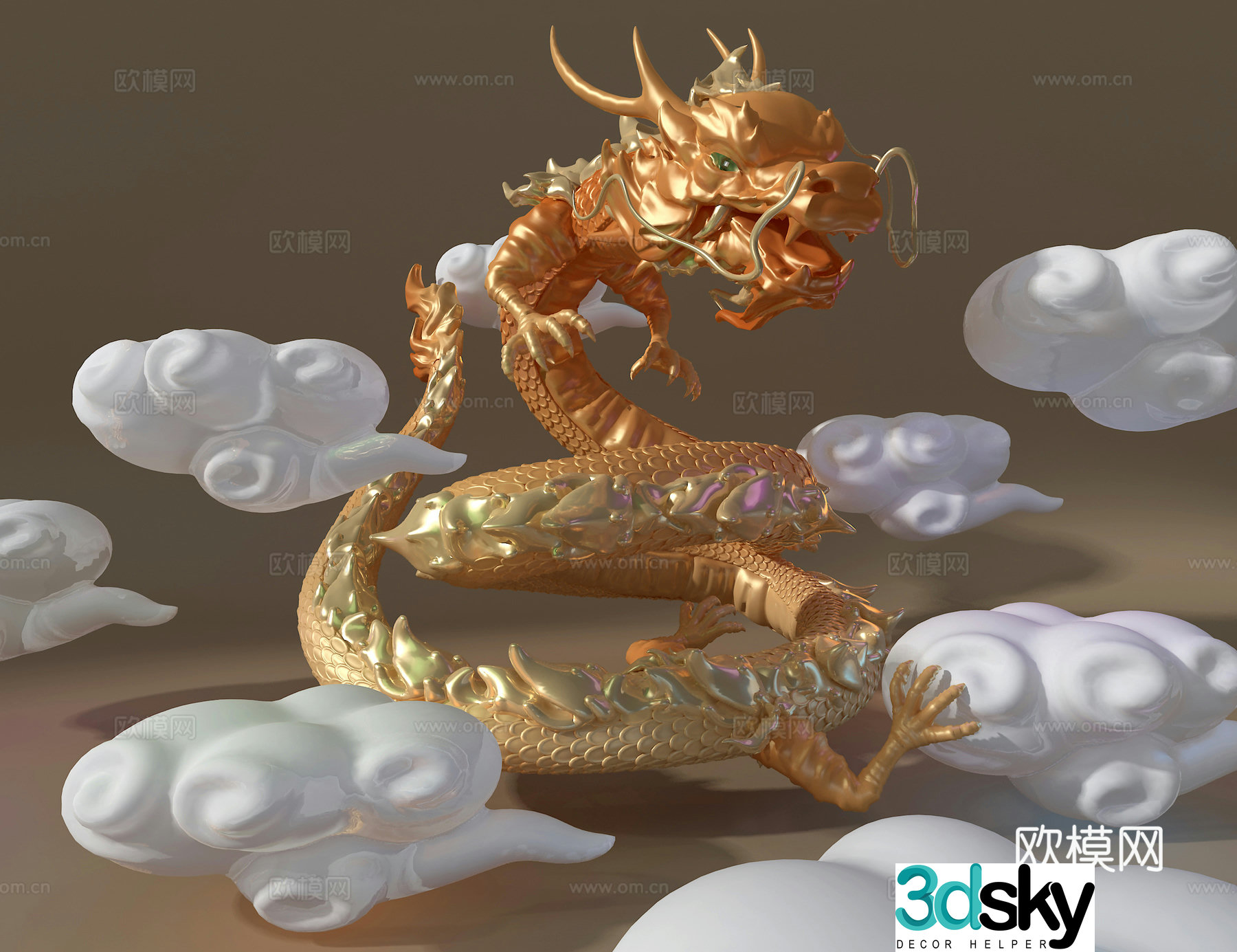 Dragon sculpture ornament 3d model