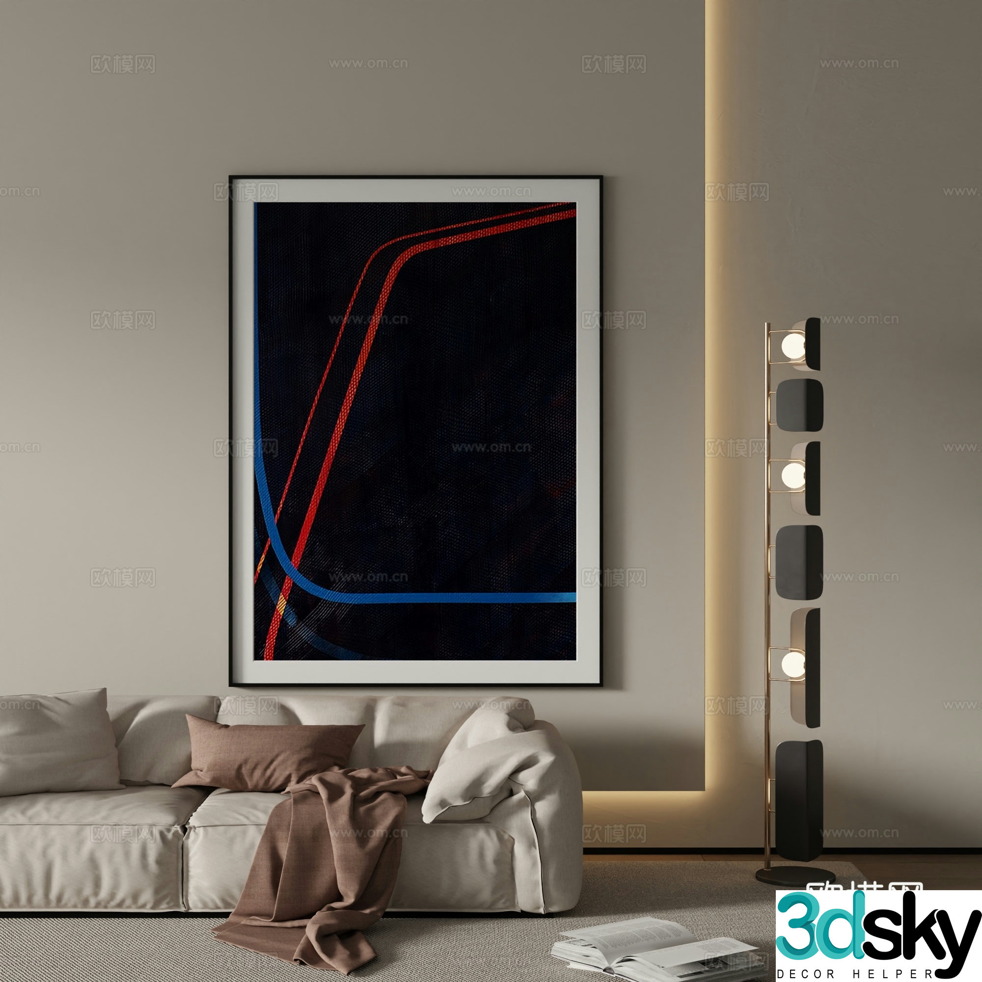 Modern abstract painting Decorative painting 3d model