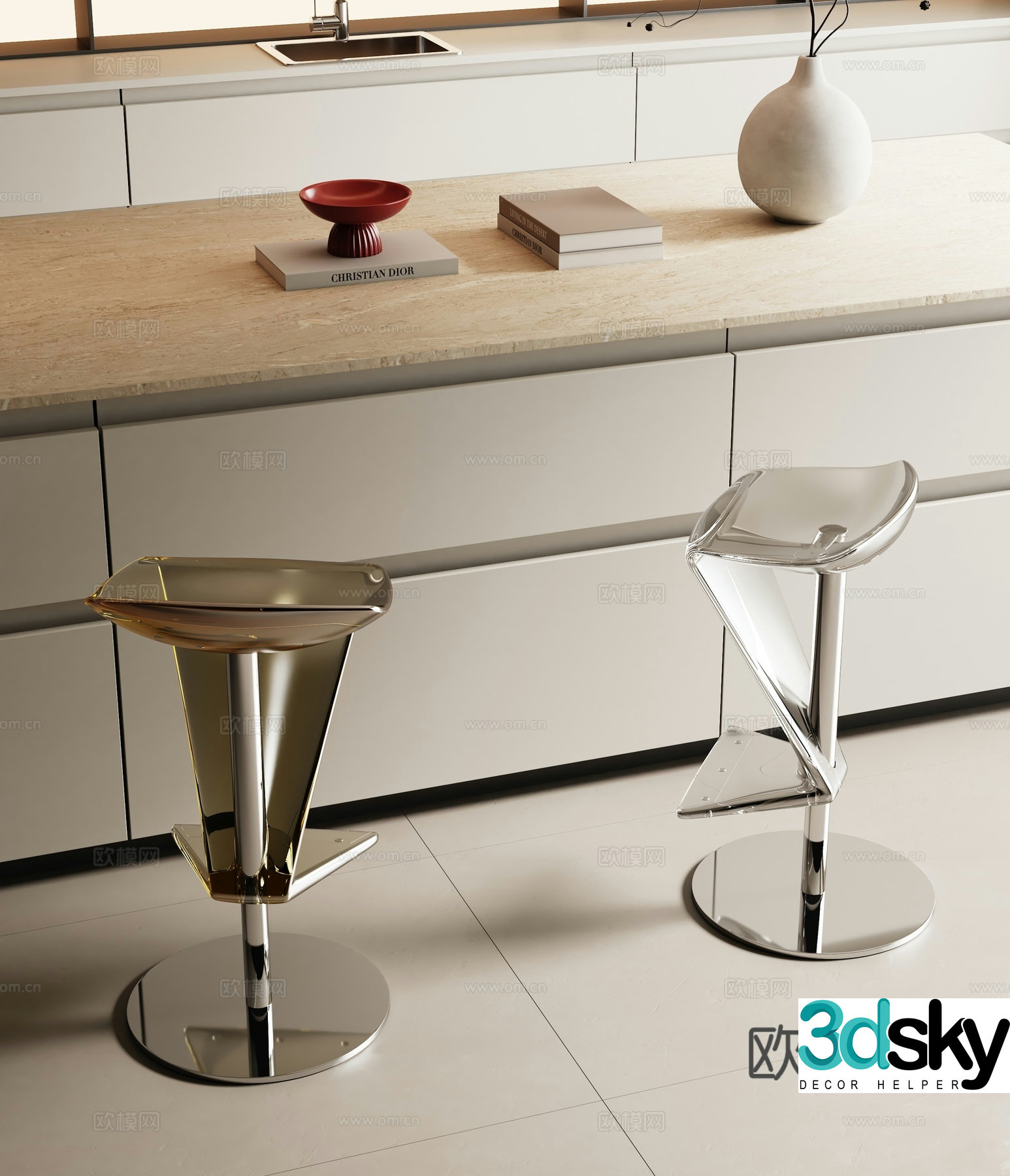 Modern bar stool bar stool high stool 3d model