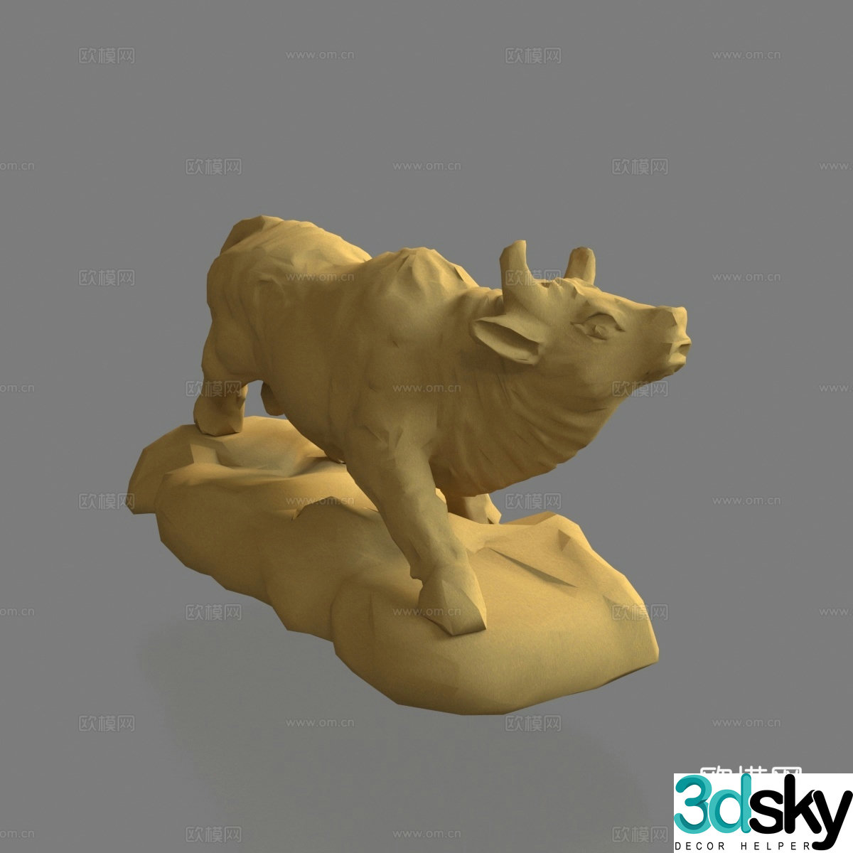 Clay sculpture Sculpture Twelve Zodiac Ox Ornaments Engraving 3D Model