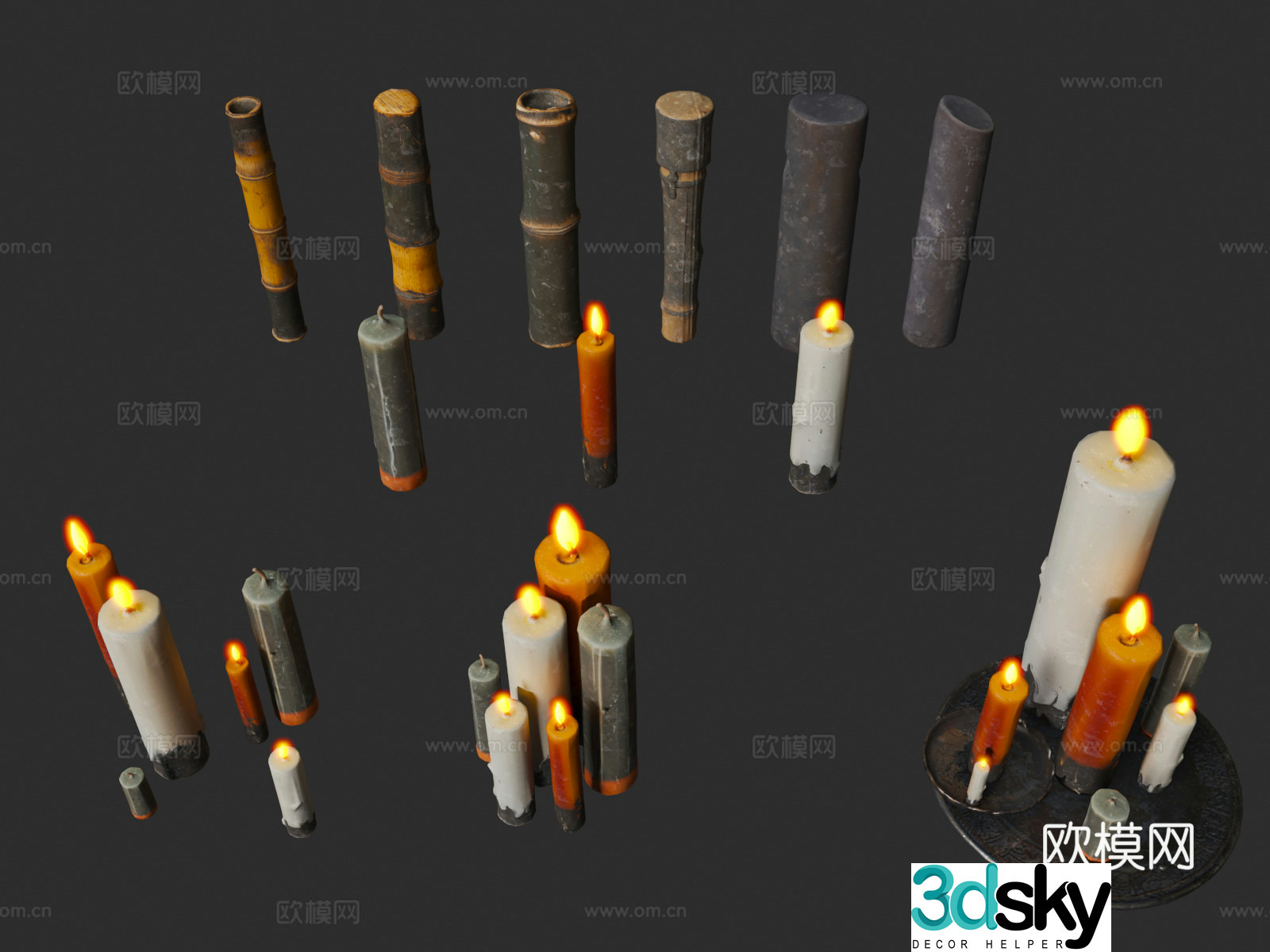 Candlestick lamp Fire fold 3D model