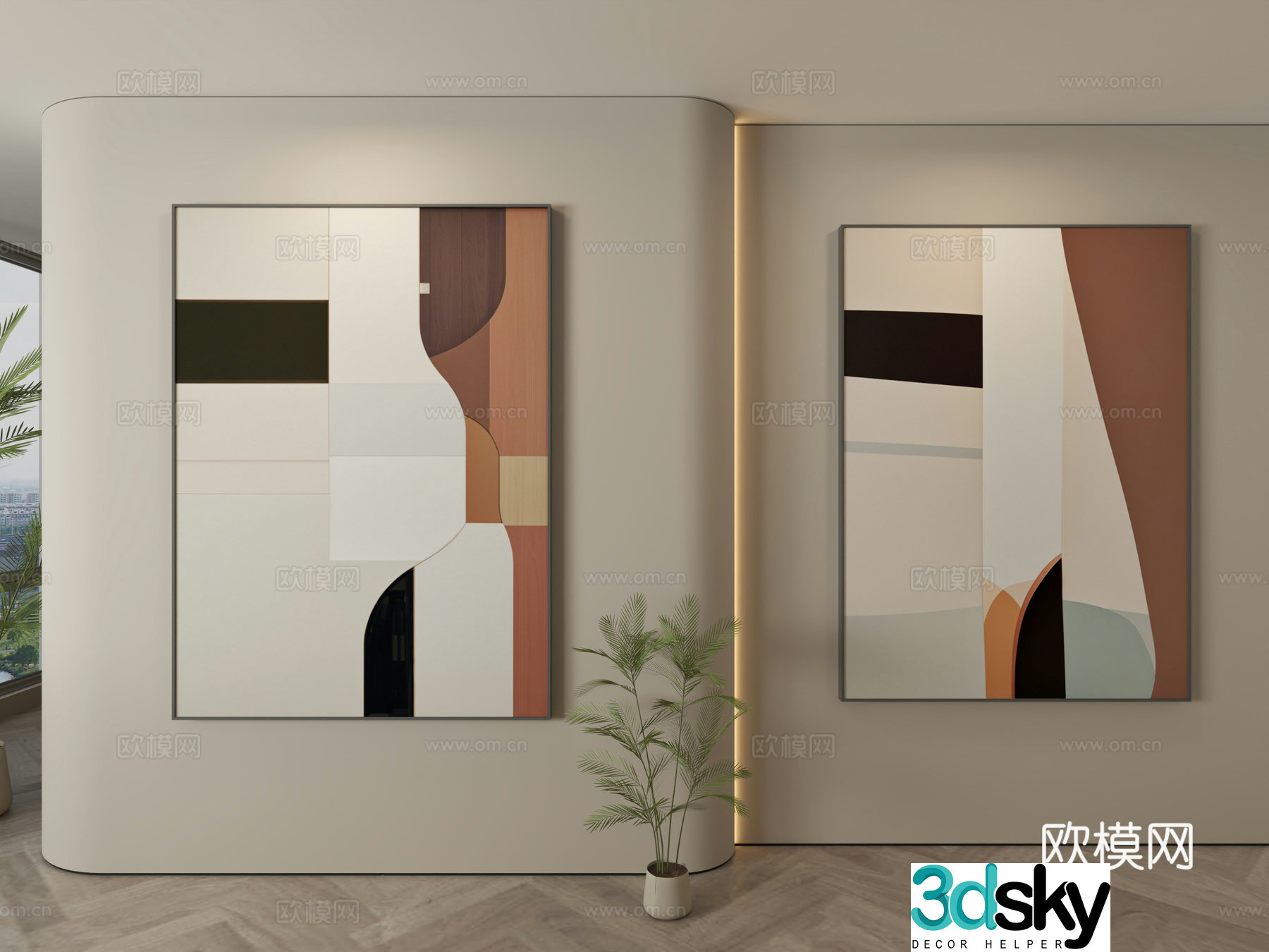 Modern decorative paintings Simple hanging paintings 3D model