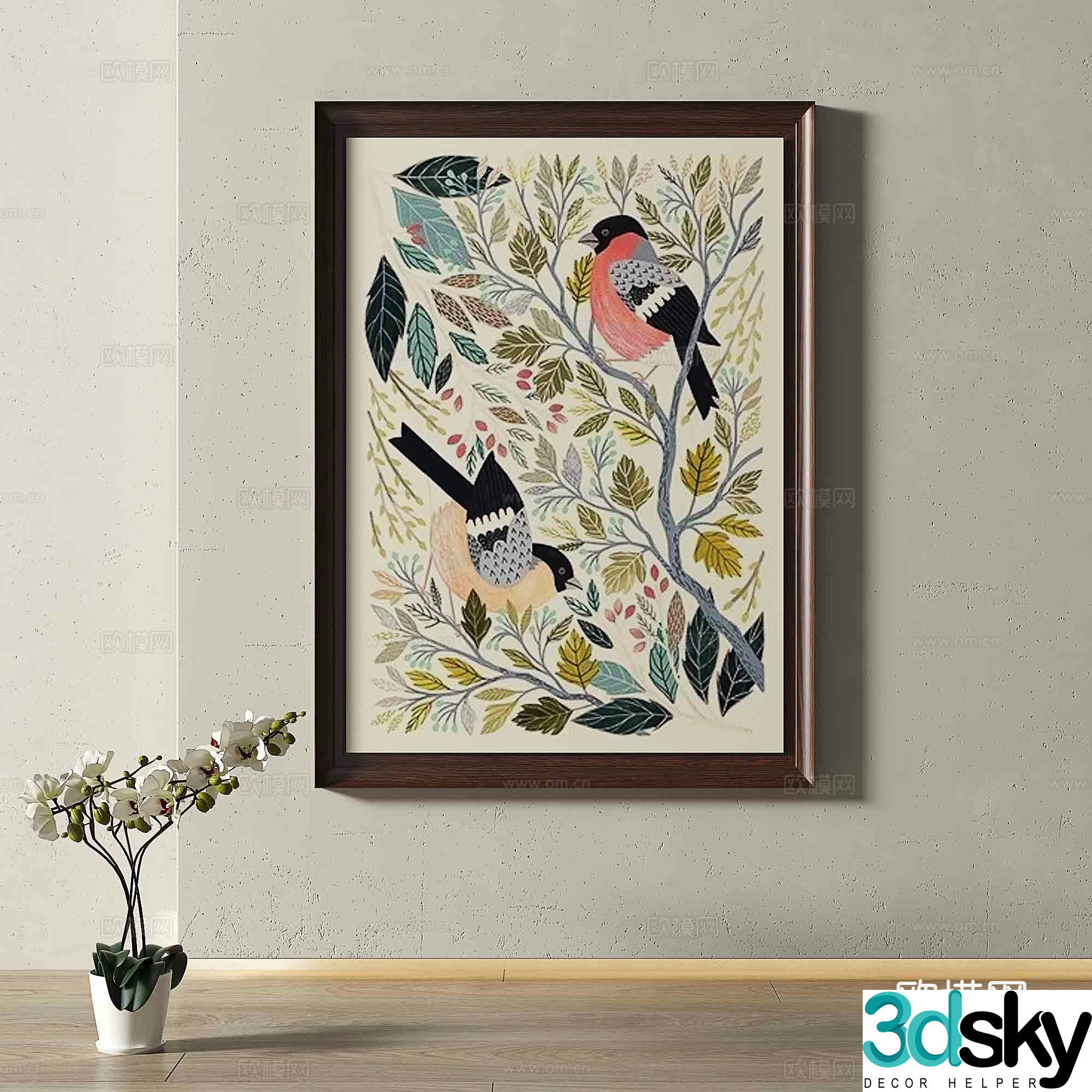 Retro hanging paintings decorative paintings 3d model