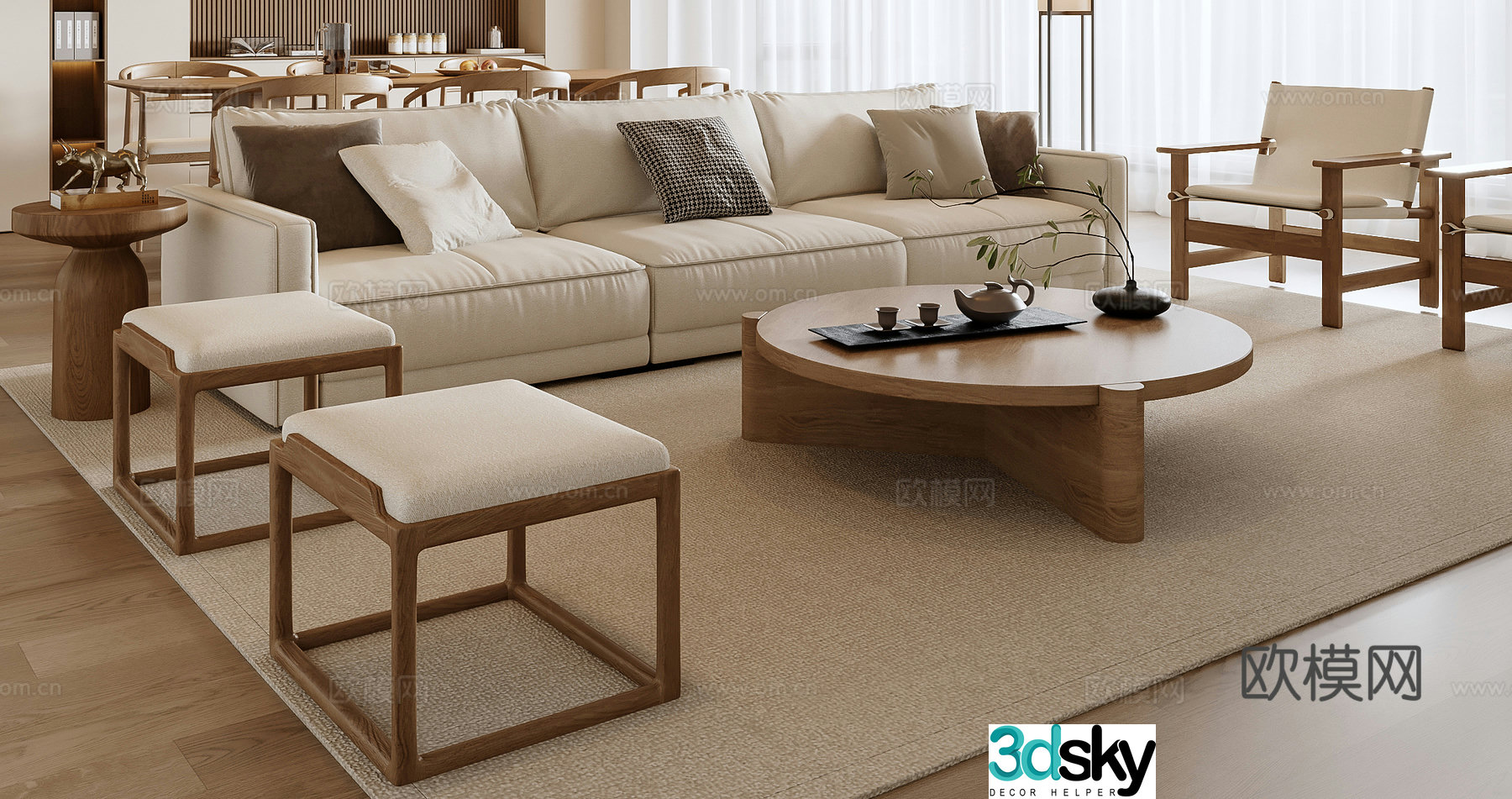 New Chinese style combination sofa 3D model