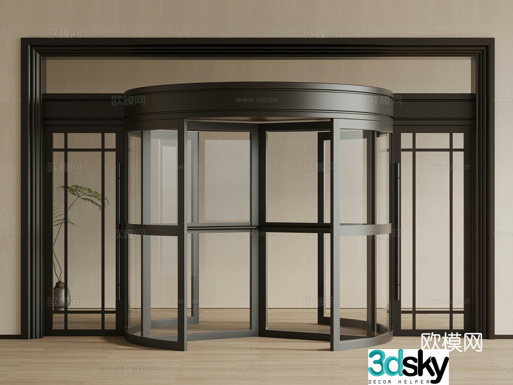 Modern electric revolving door Induction door Hotel door 3D model