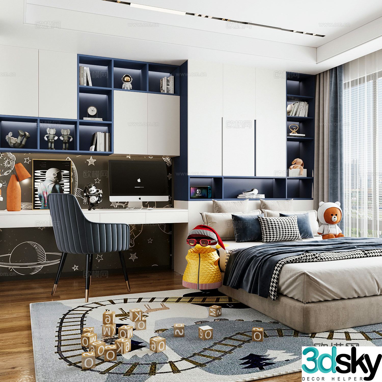 Modern children’s room boy’s room 3d model