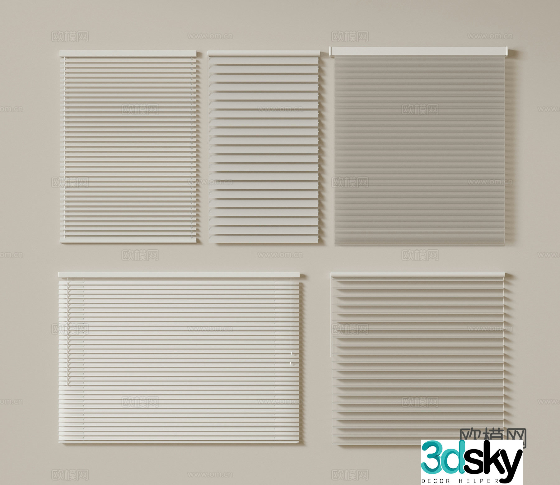Modern Venetian blinds Shangri-La curtains Dream curtains Roman curtains 3D model