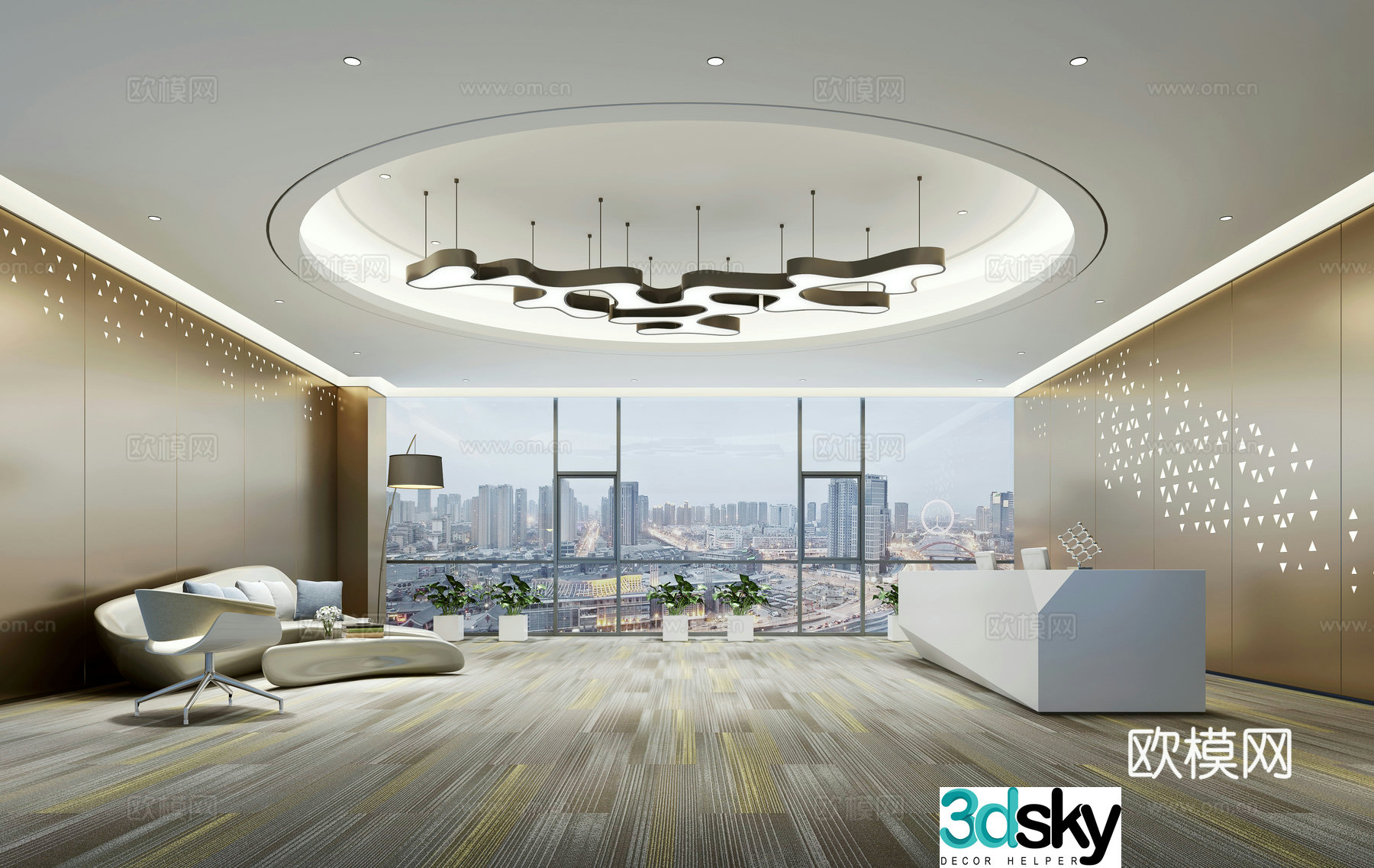 Modern office front desk 3D model