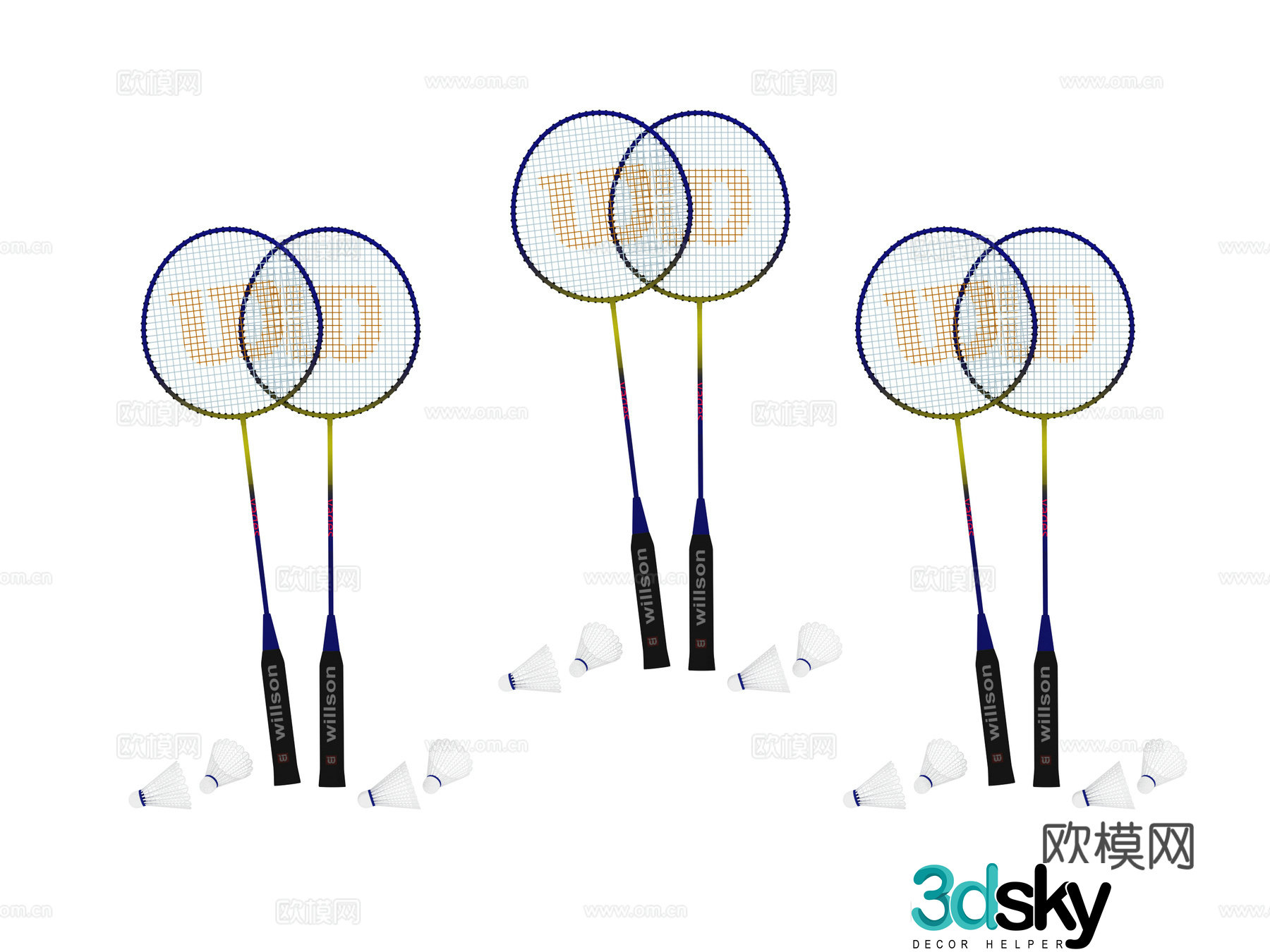 Sports Goods Badminton Racket 3D Model
