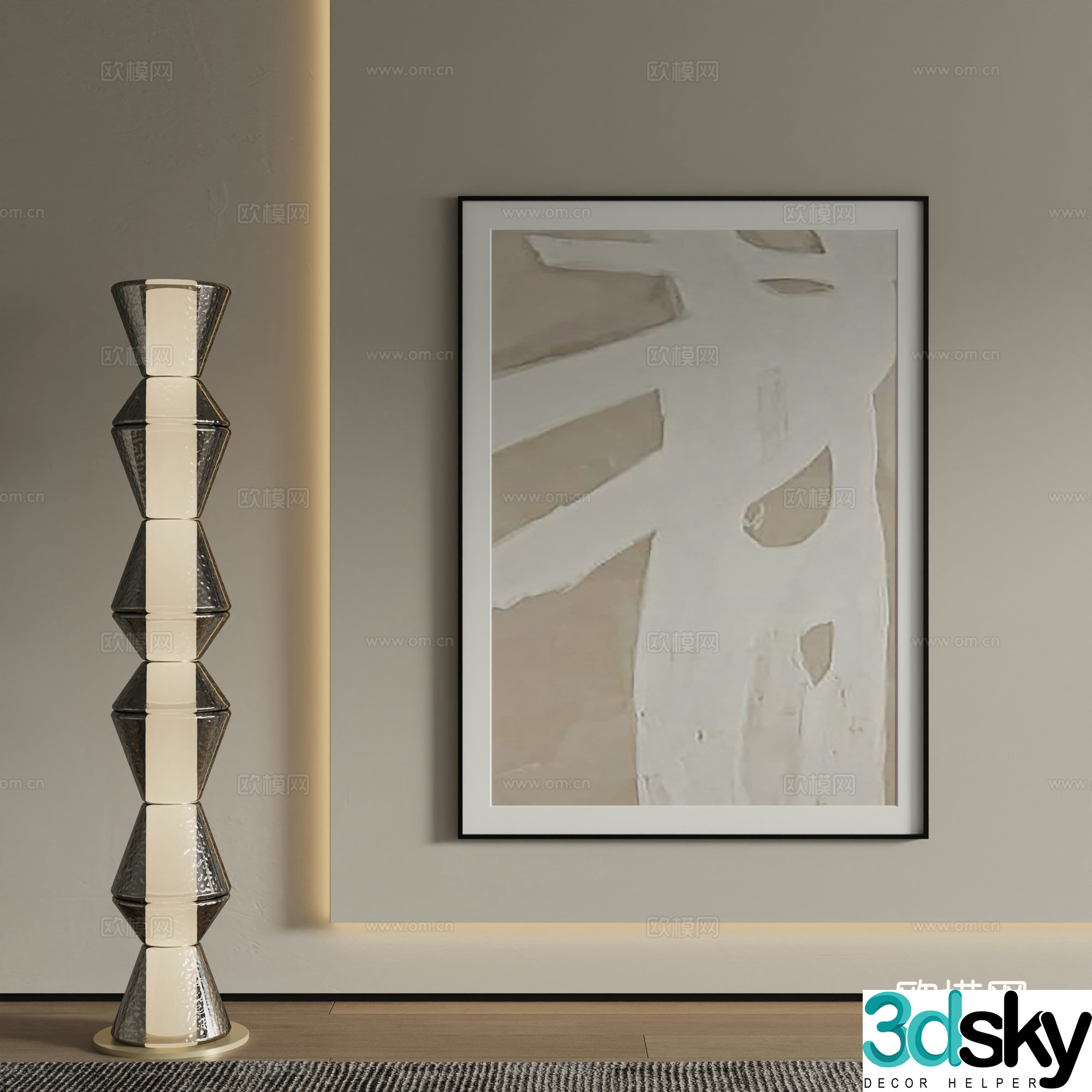 Modern abstract painting decorative painting 3d model