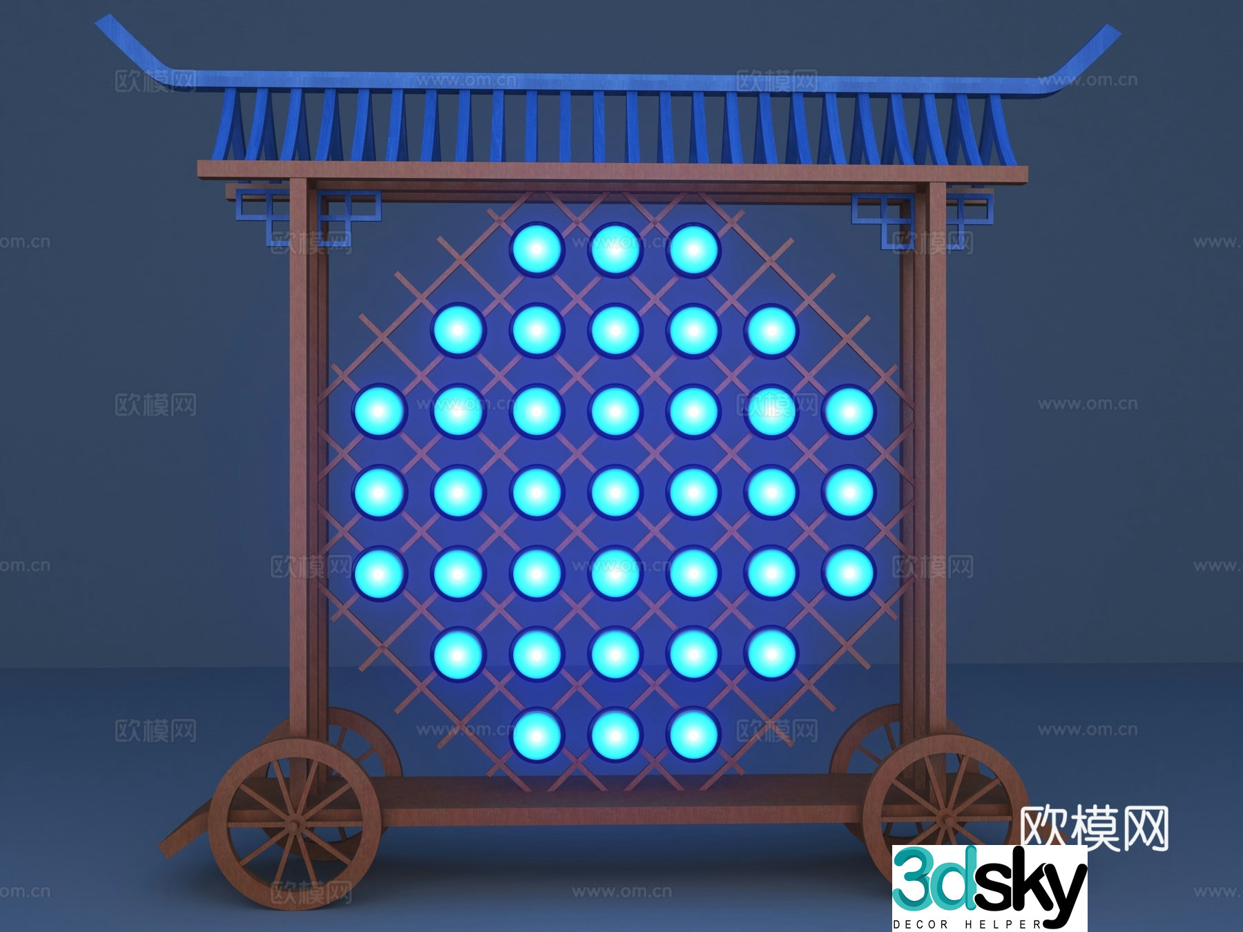 Gong and Drum Lighting Device Ancient Warrior Ancient Gong and Drum Gong and Drum Gong Mei Chen 3D Model