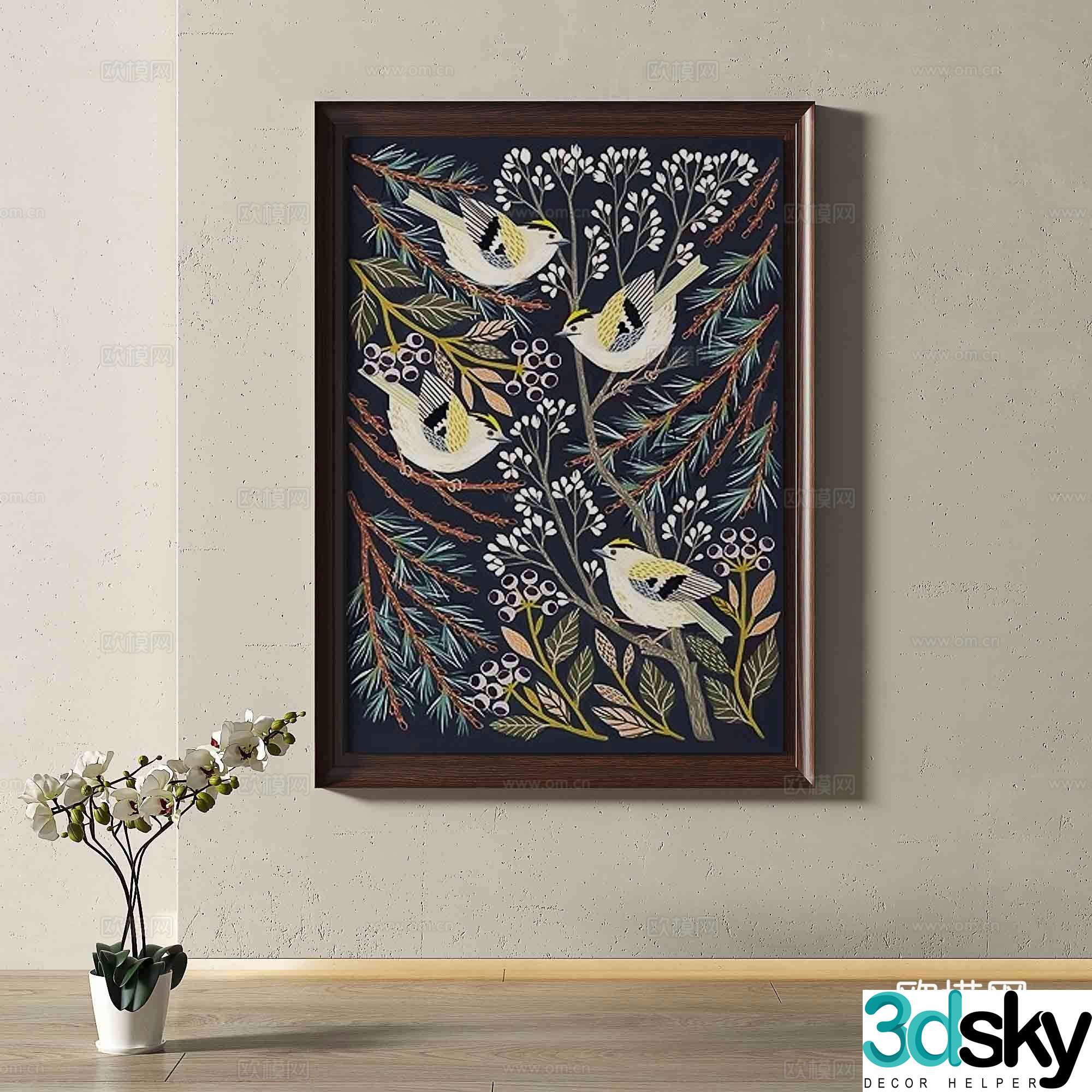 Retro hanging paintings decorative paintings 3d model