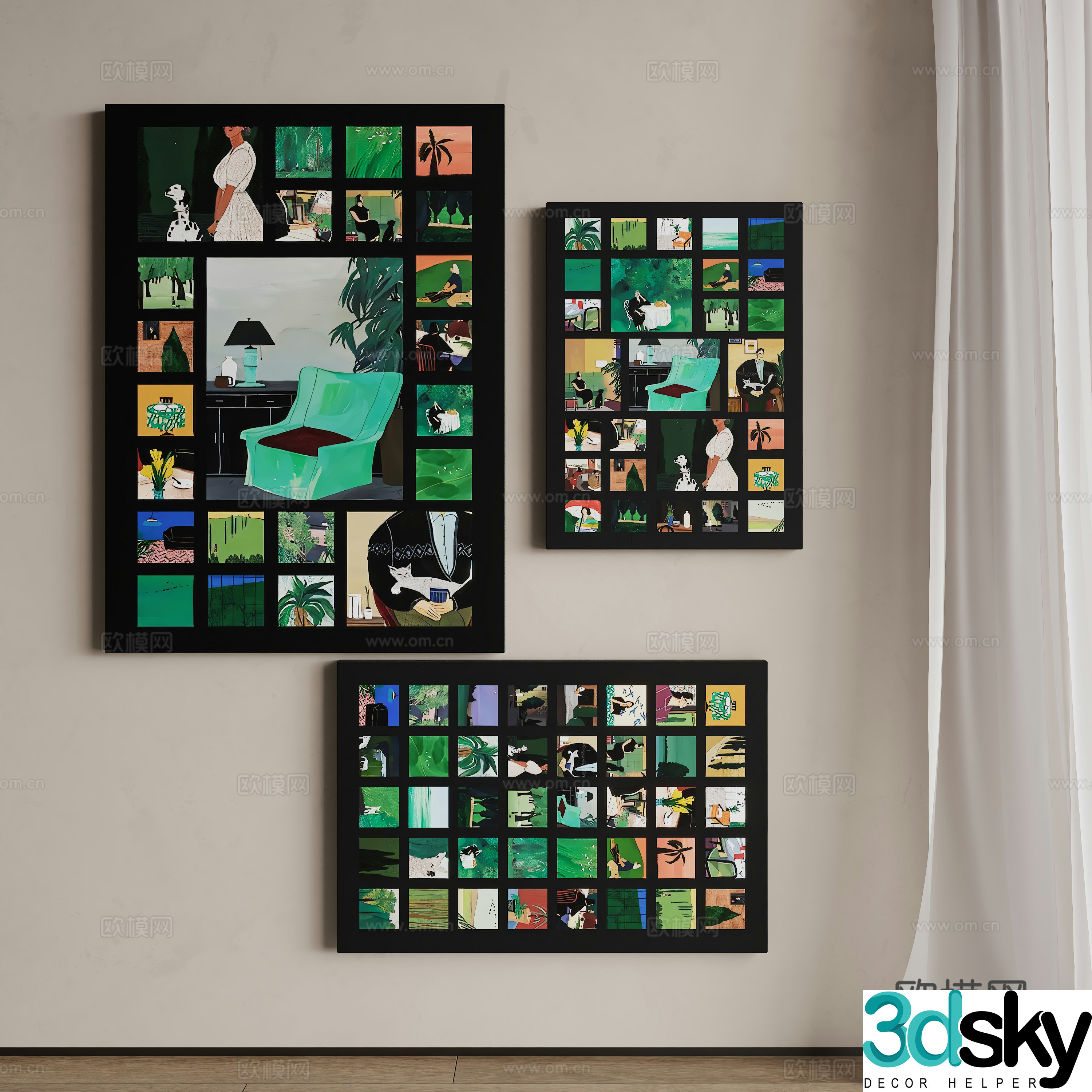 Modern oil painting decorative painting 3d model