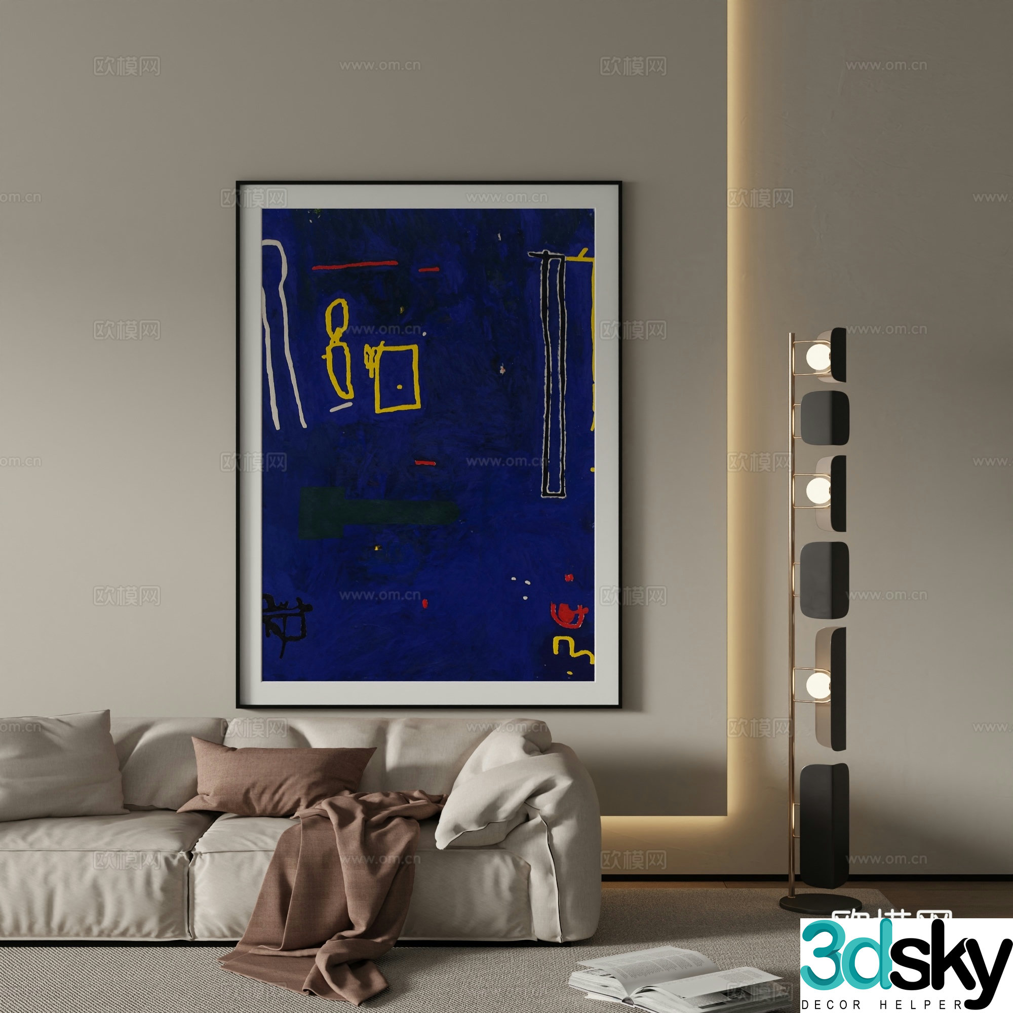 Modern abstract painting Decorative painting 3d model