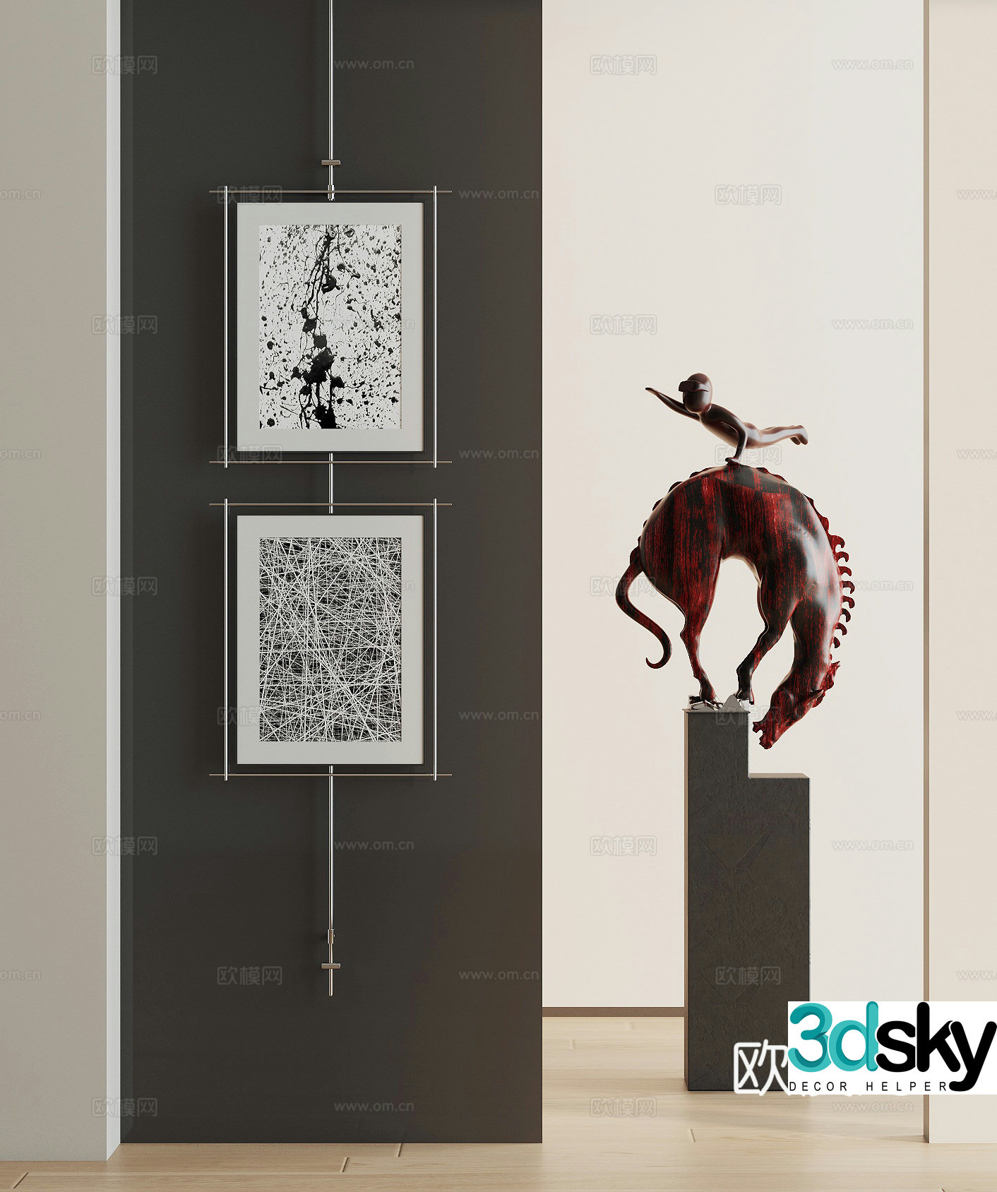 Modern texture painting decorative painting 3d model
