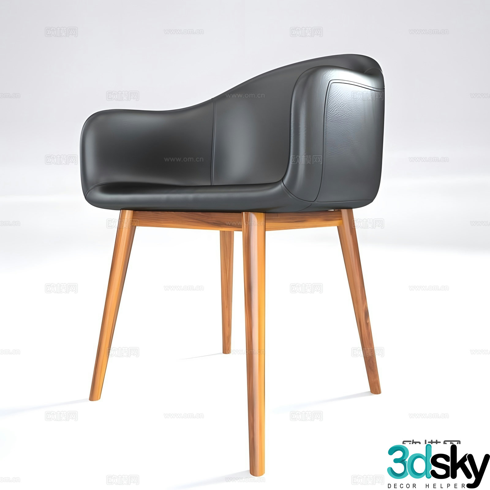 Modern leather chair dining chair 3D model