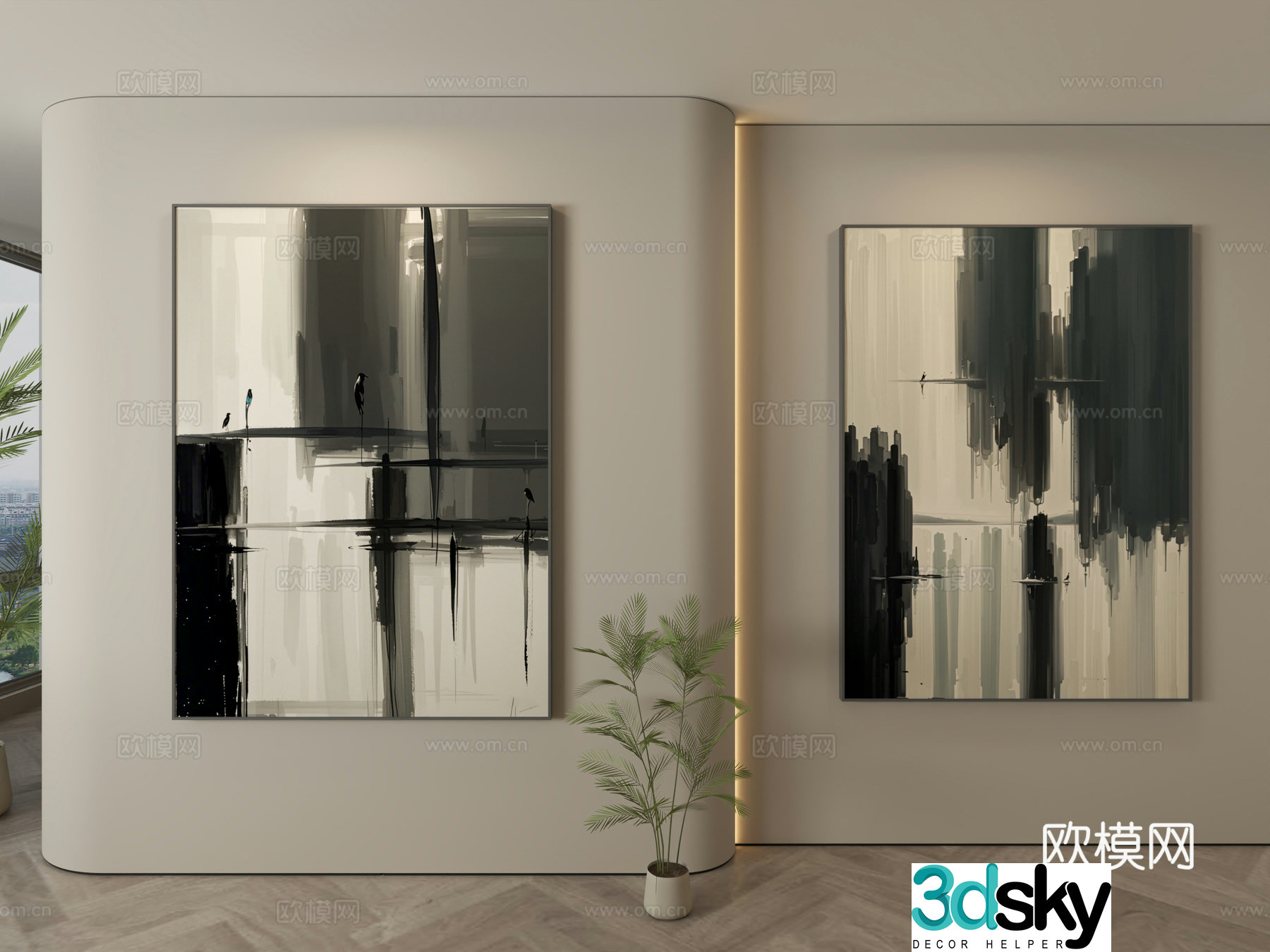 Modern decorative paintings Simple hanging paintings 3D model