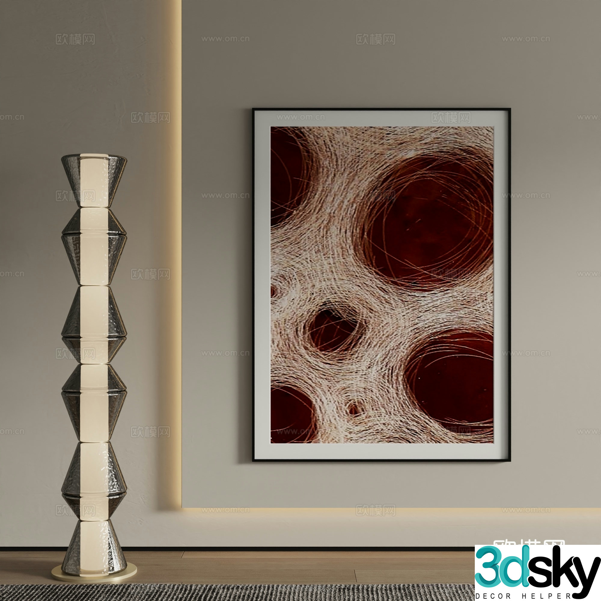 Modern abstract painting Decorative painting 3d model