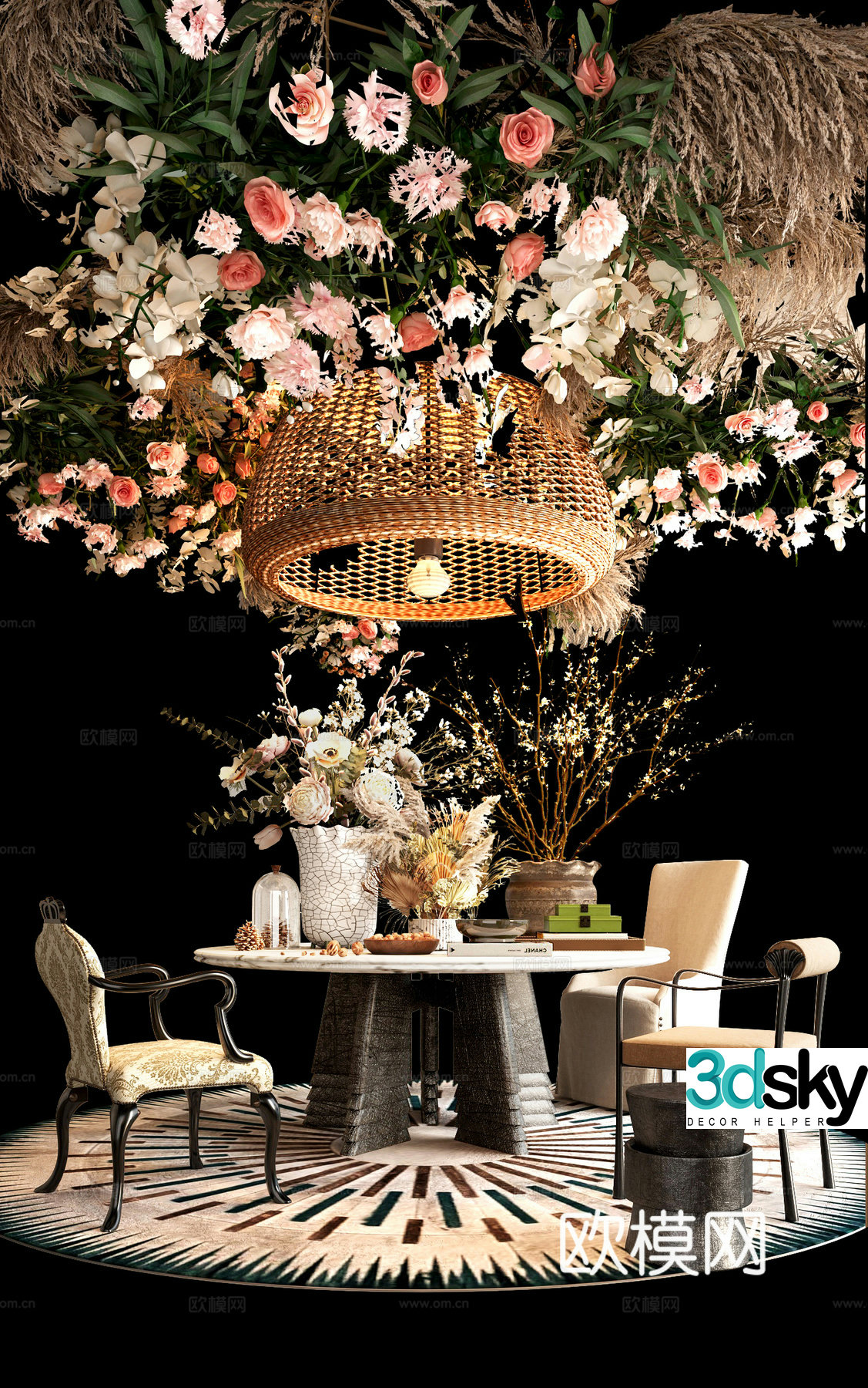 Modern table ornament vase chandelier 3d model