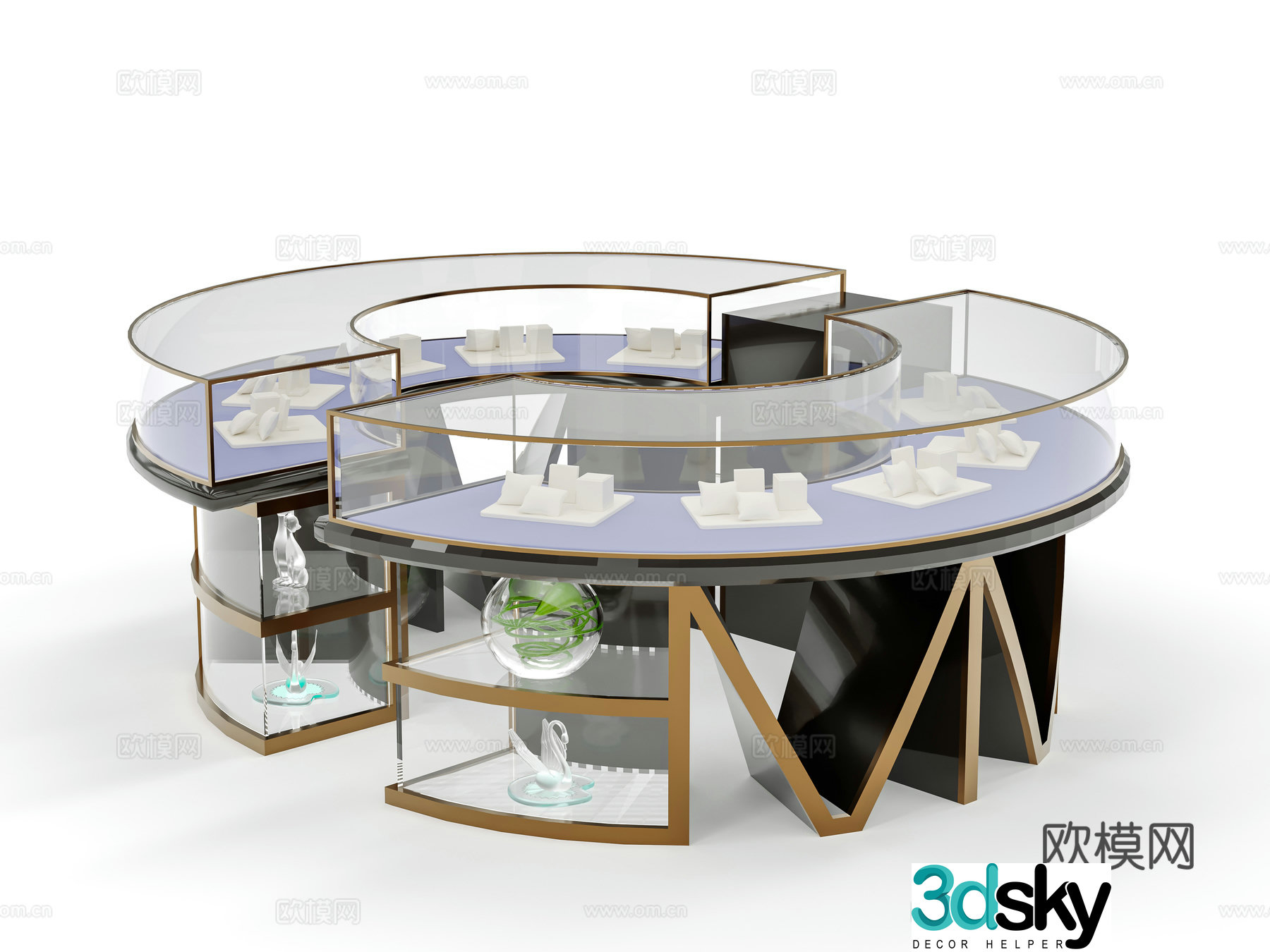 Jewelry counter jewelry display cabinet jewelry props 3d model