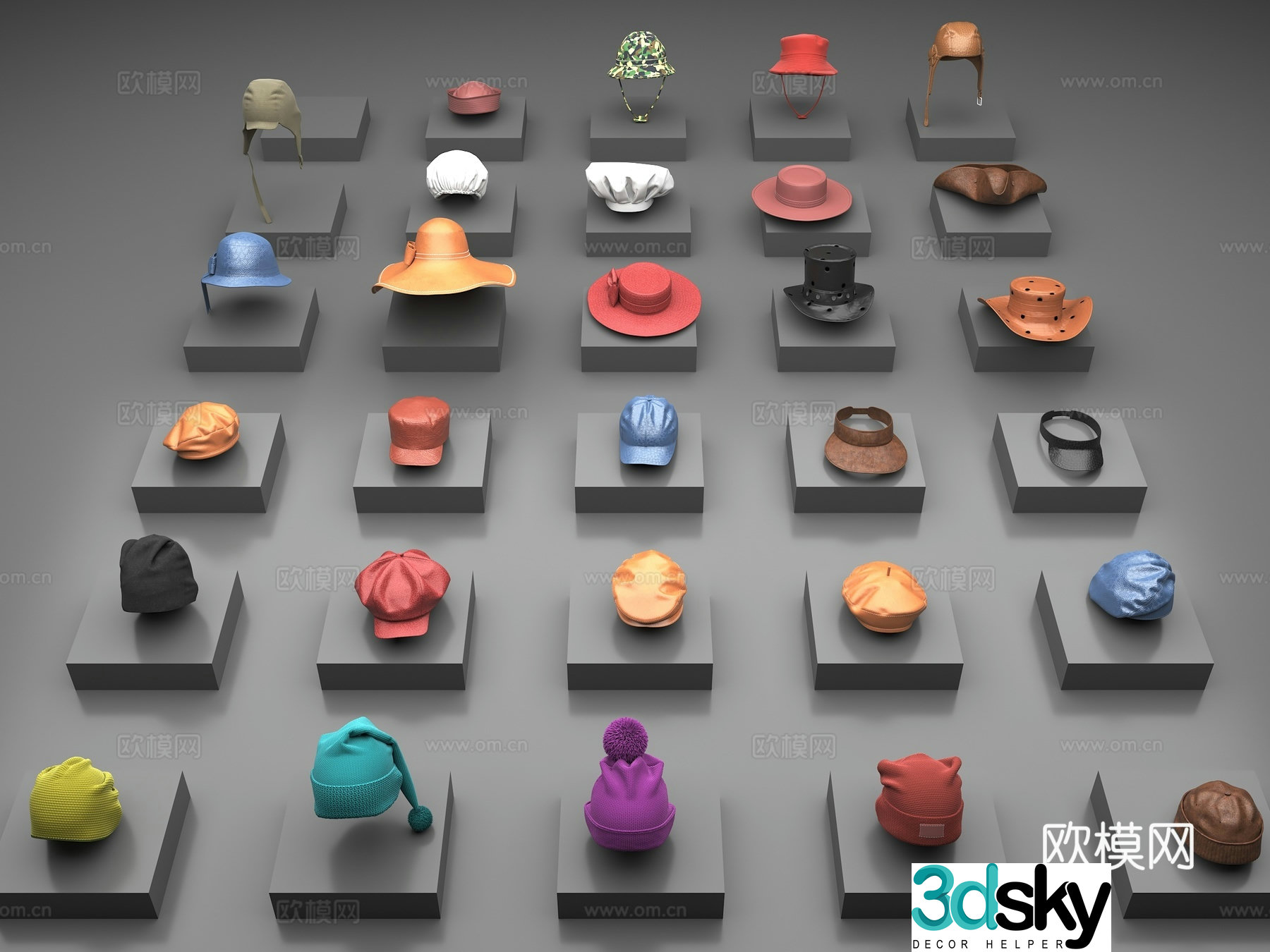 Hat Beret Woman Hat Knitted Hat Baseball Cap Wide-brimmed Hat Empty Top Hat 3D Model