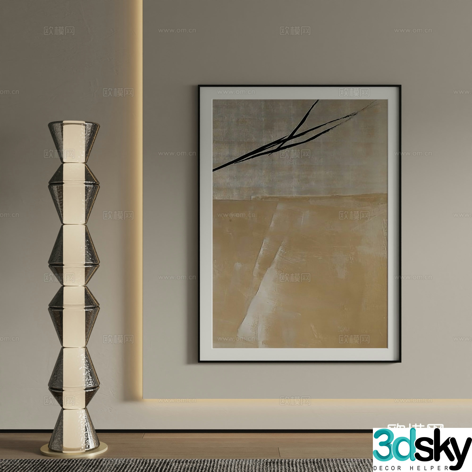 Modern abstract painting decorative painting 3d model