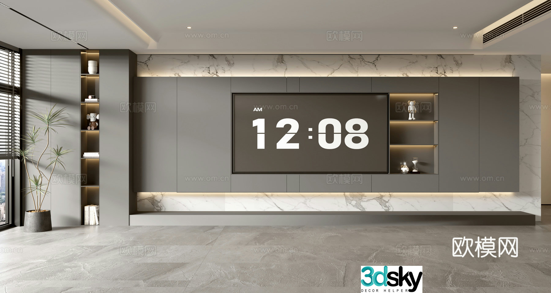 Modern TV background wall 3d model