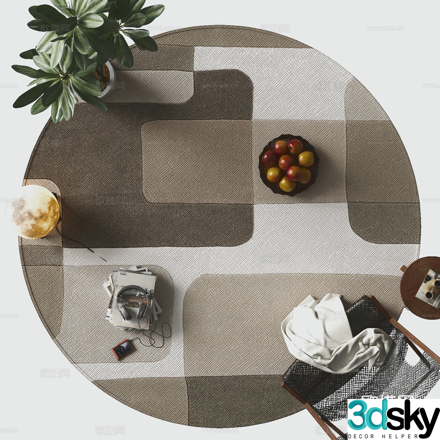Modern round carpet 3d model
