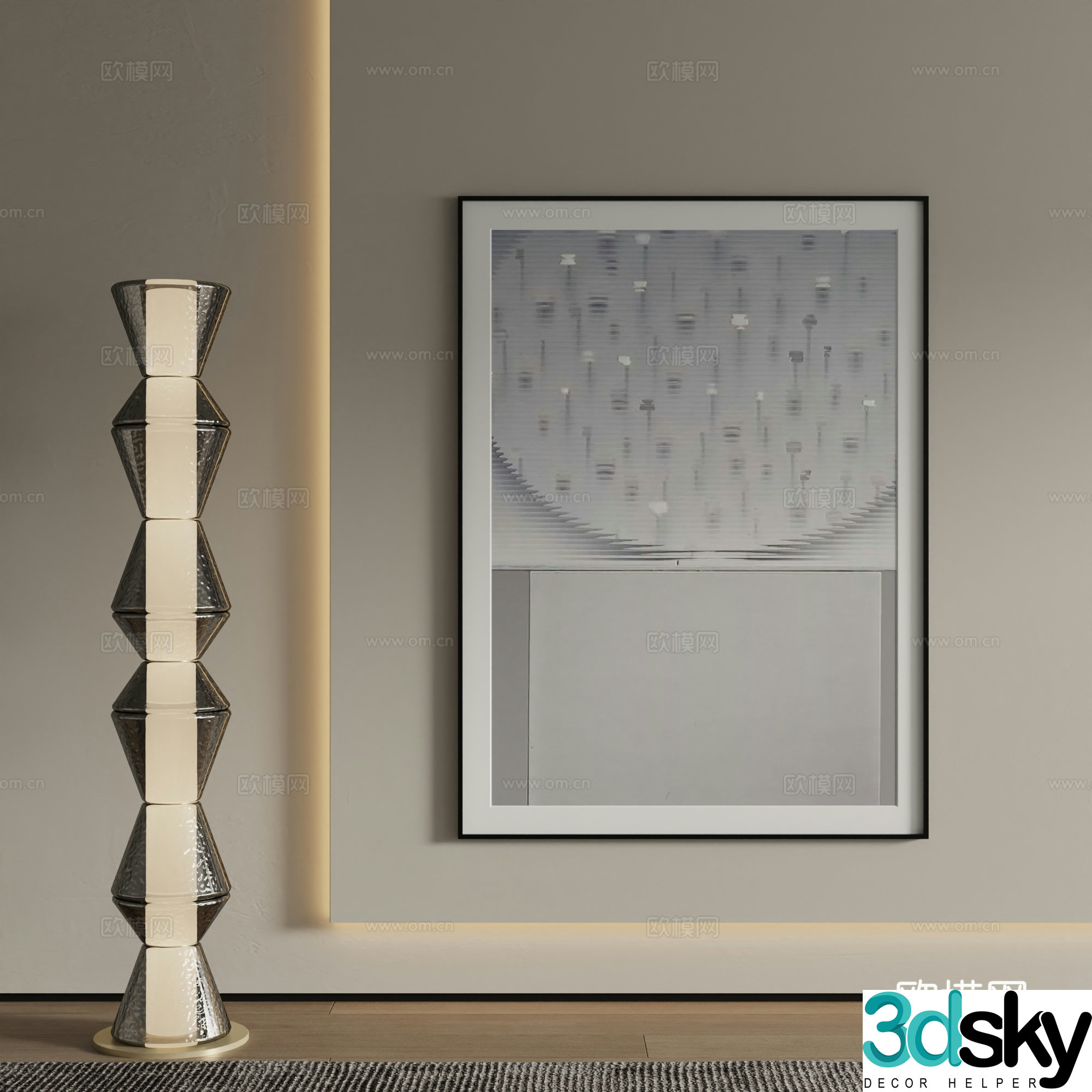 Modern abstract painting Decorative painting 3d model