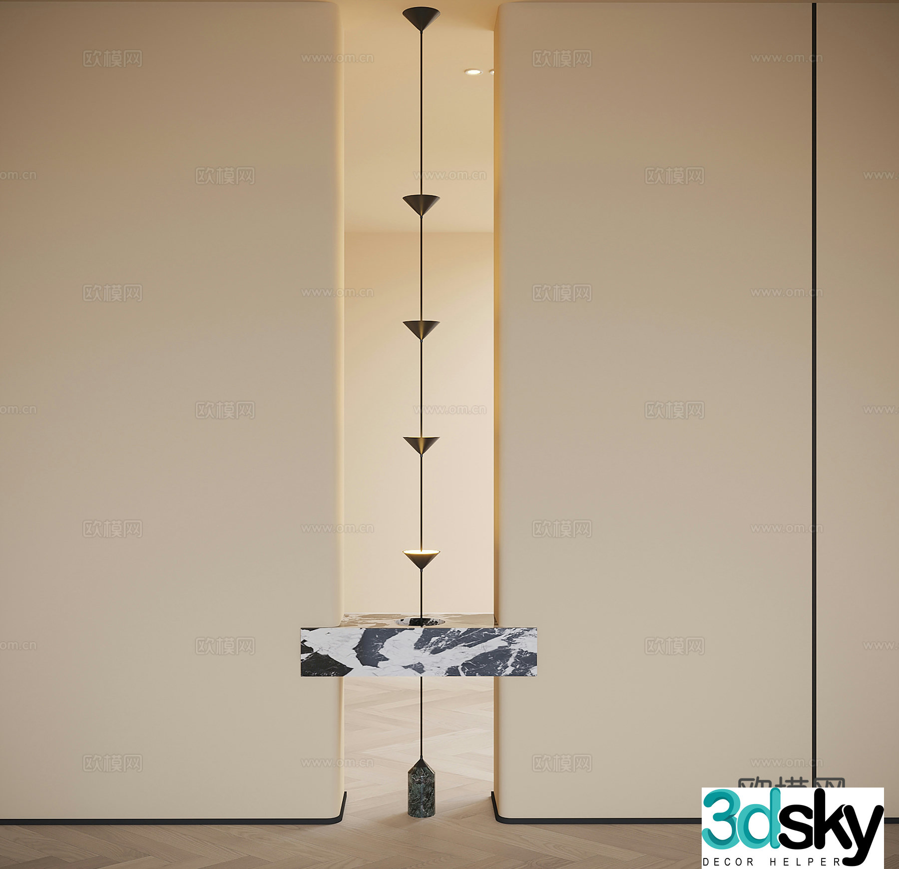 Modern decorative entrance partition 3d model