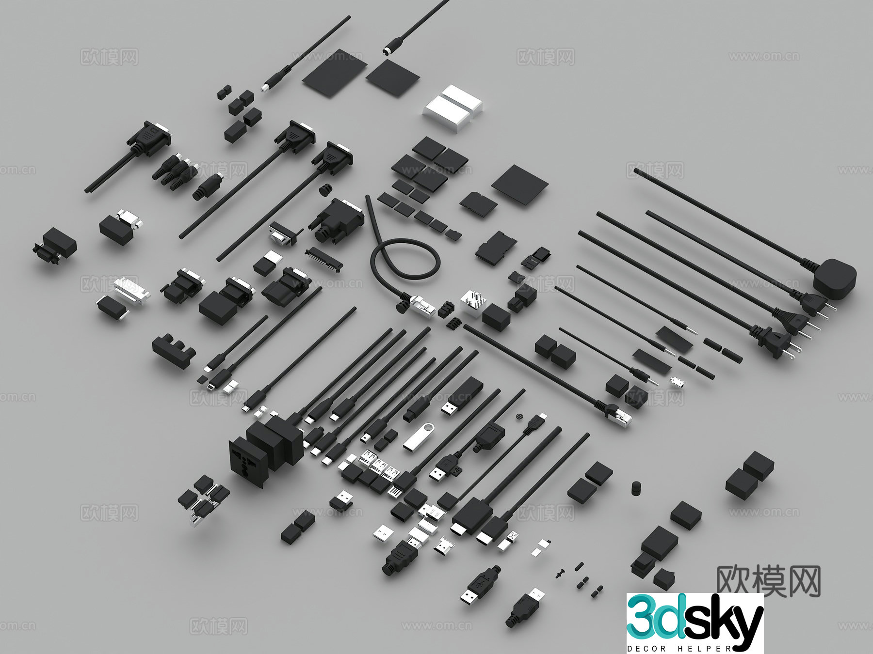 VGA interface DVI interface SD interface SMD interface USB interface 3d model