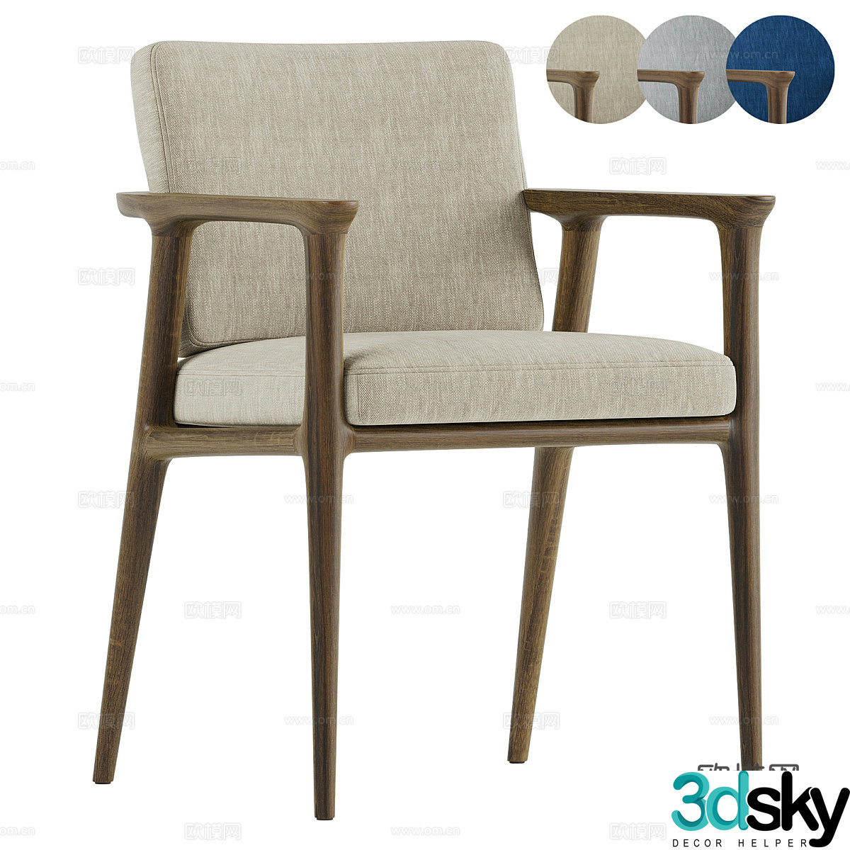 Logo chair single chair dining chair 3D model