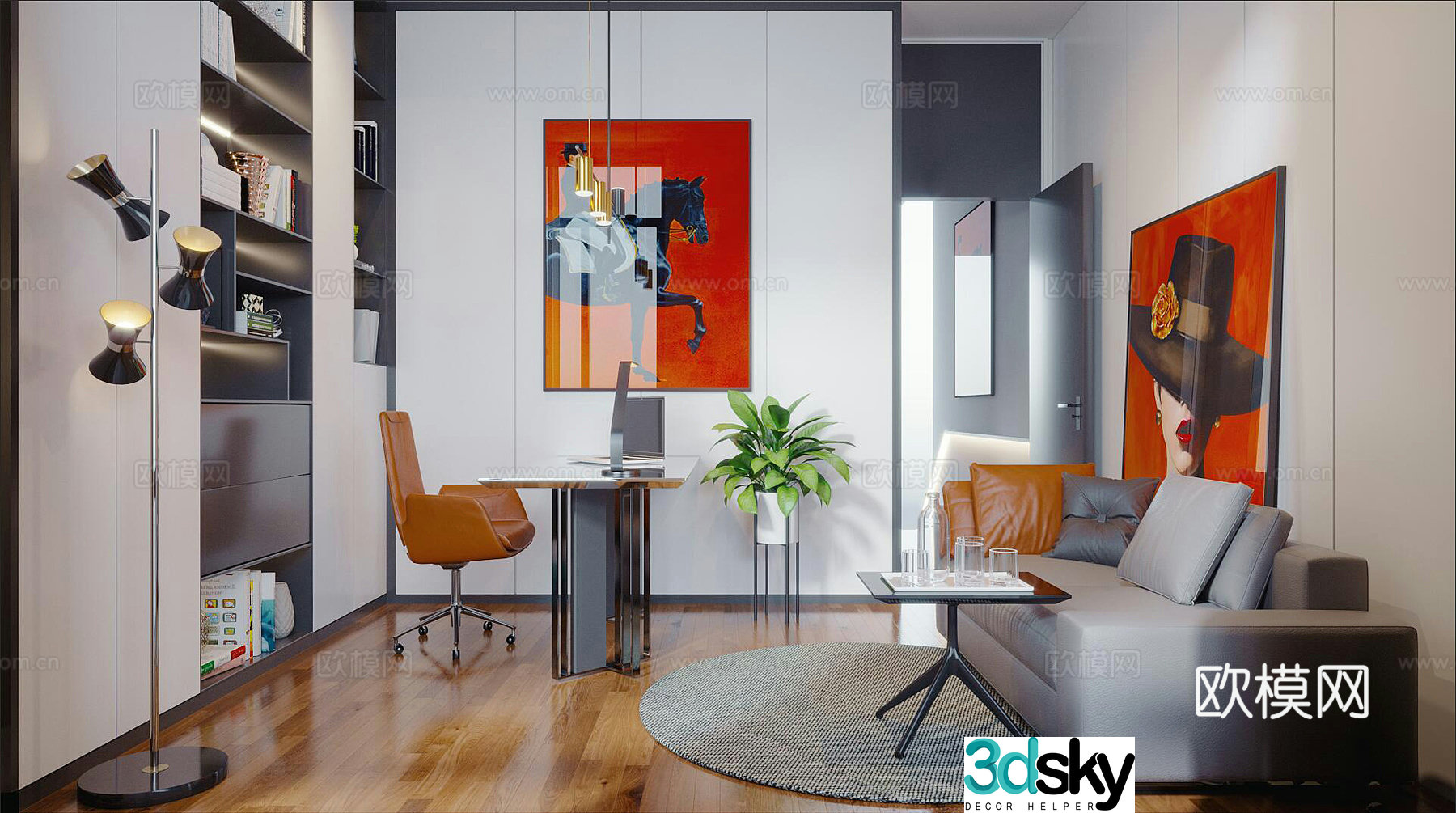 Modern study 3d model