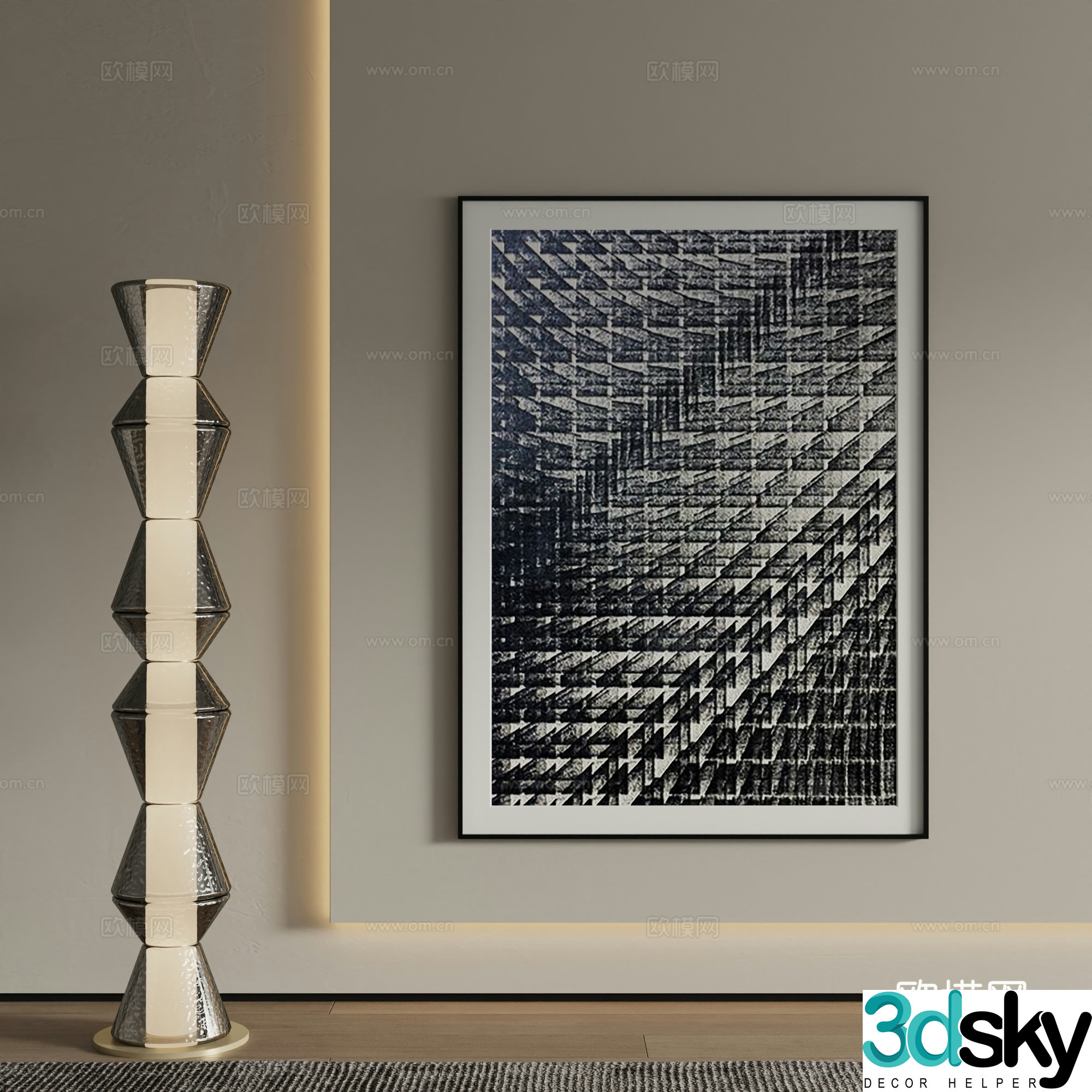 Modern abstract painting Decorative painting 3d model