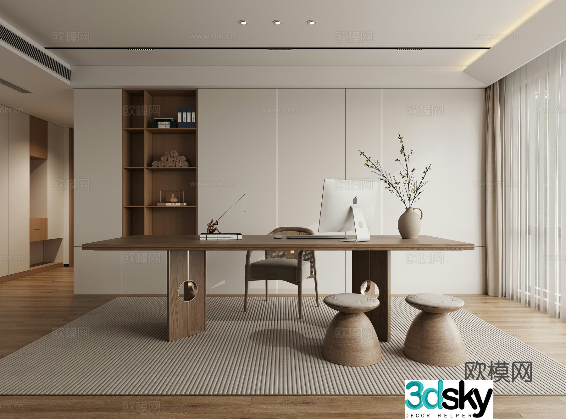 New Chinese style study room 3D model