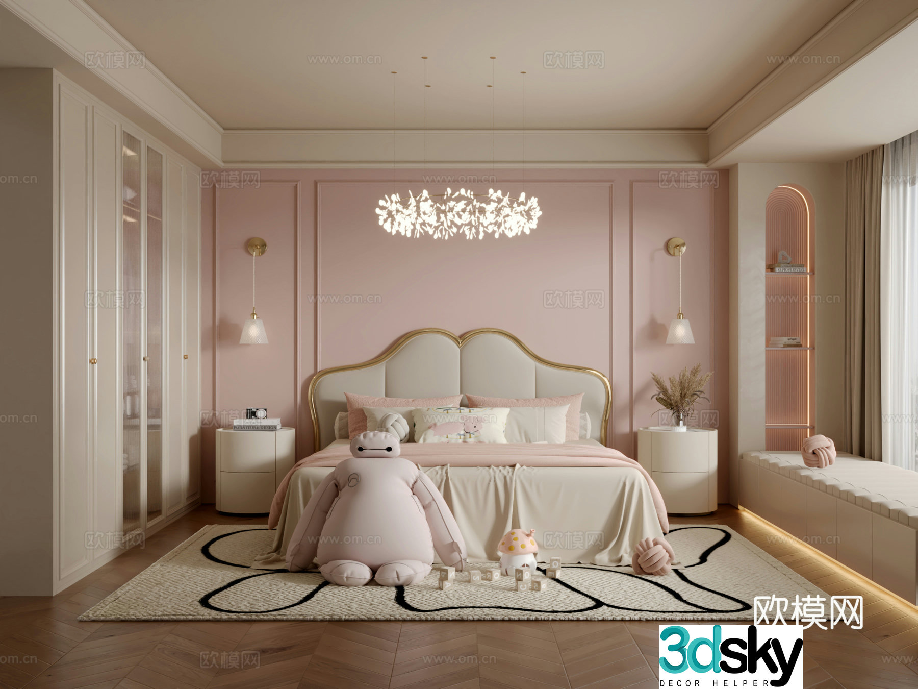 French children’s room girl’s room 3d model