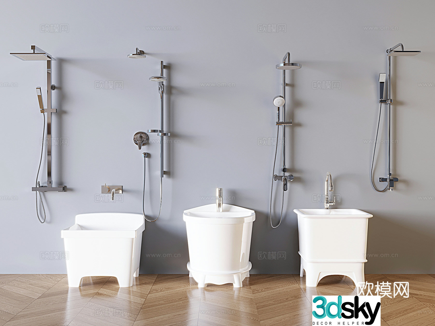 Modern shower head wash basin mop basin 3d model
