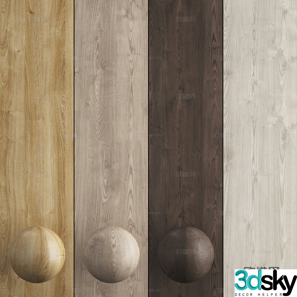 Modern wood grain board background wall wall panel 3d model