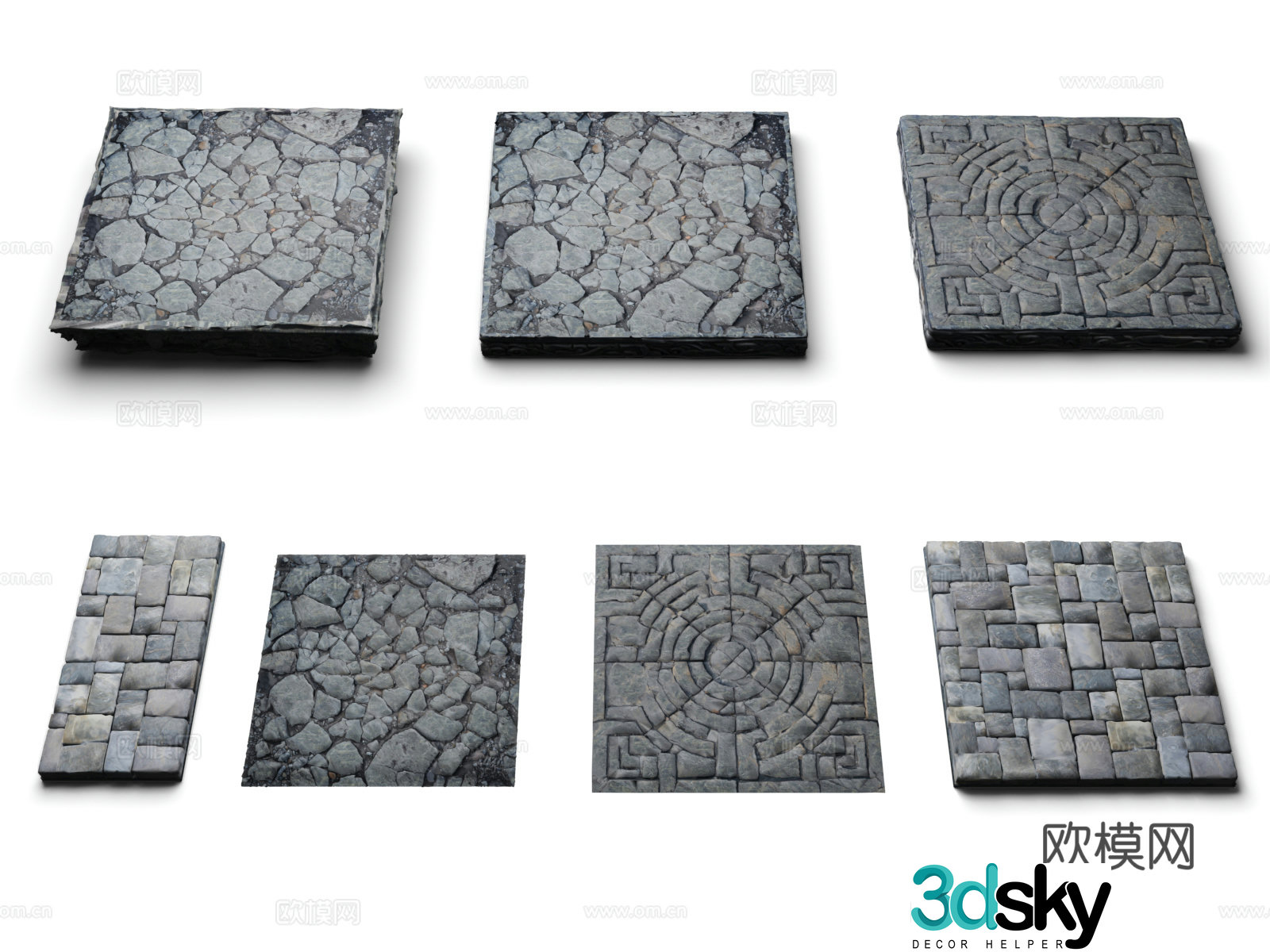 Outdoor floor stone paving 3d model