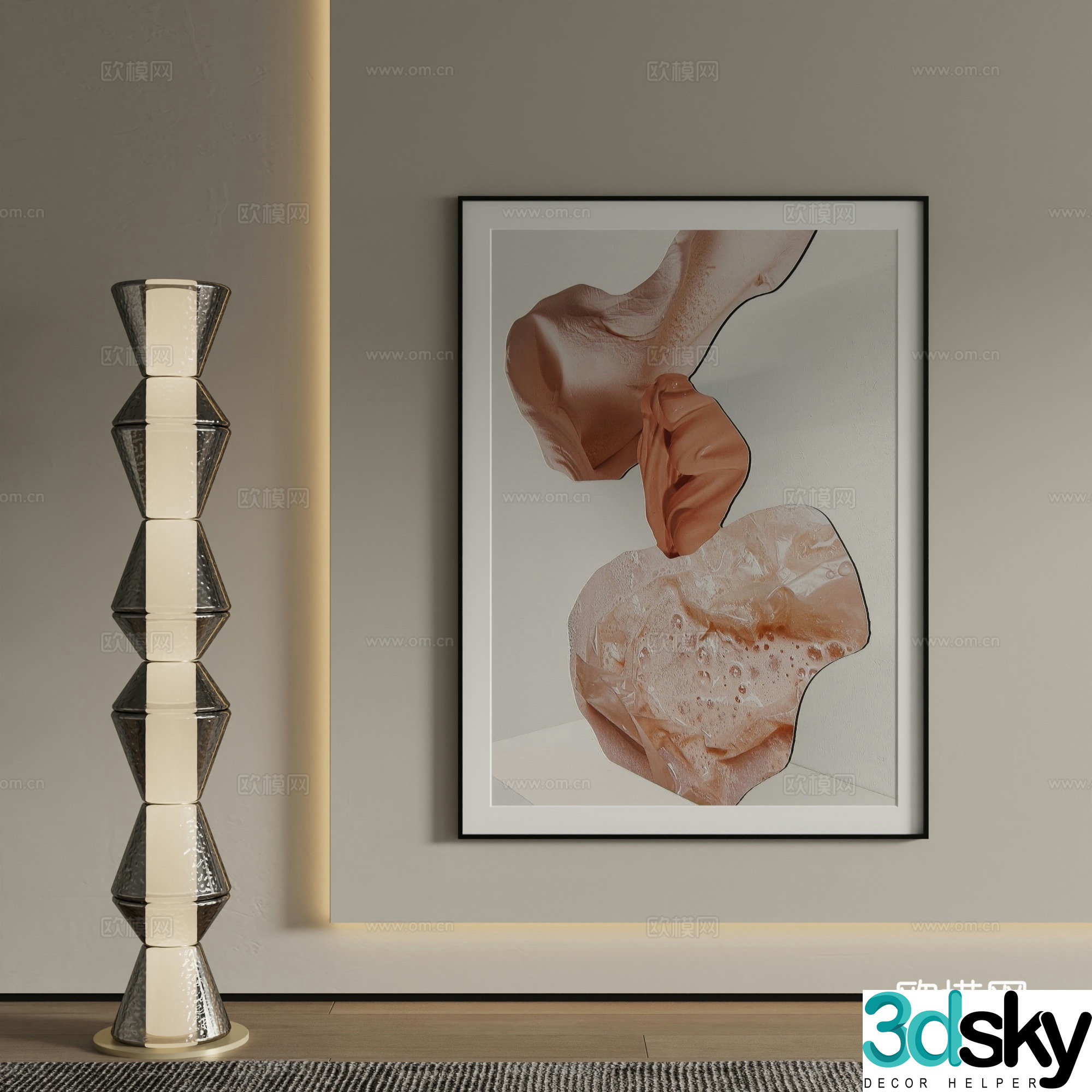 Modern abstract painting Decorative painting 3d model