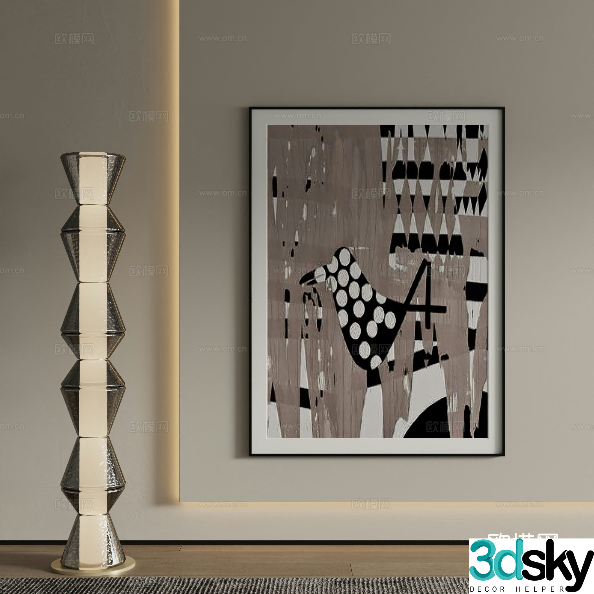 Modern abstract painting Decorative painting 3d model